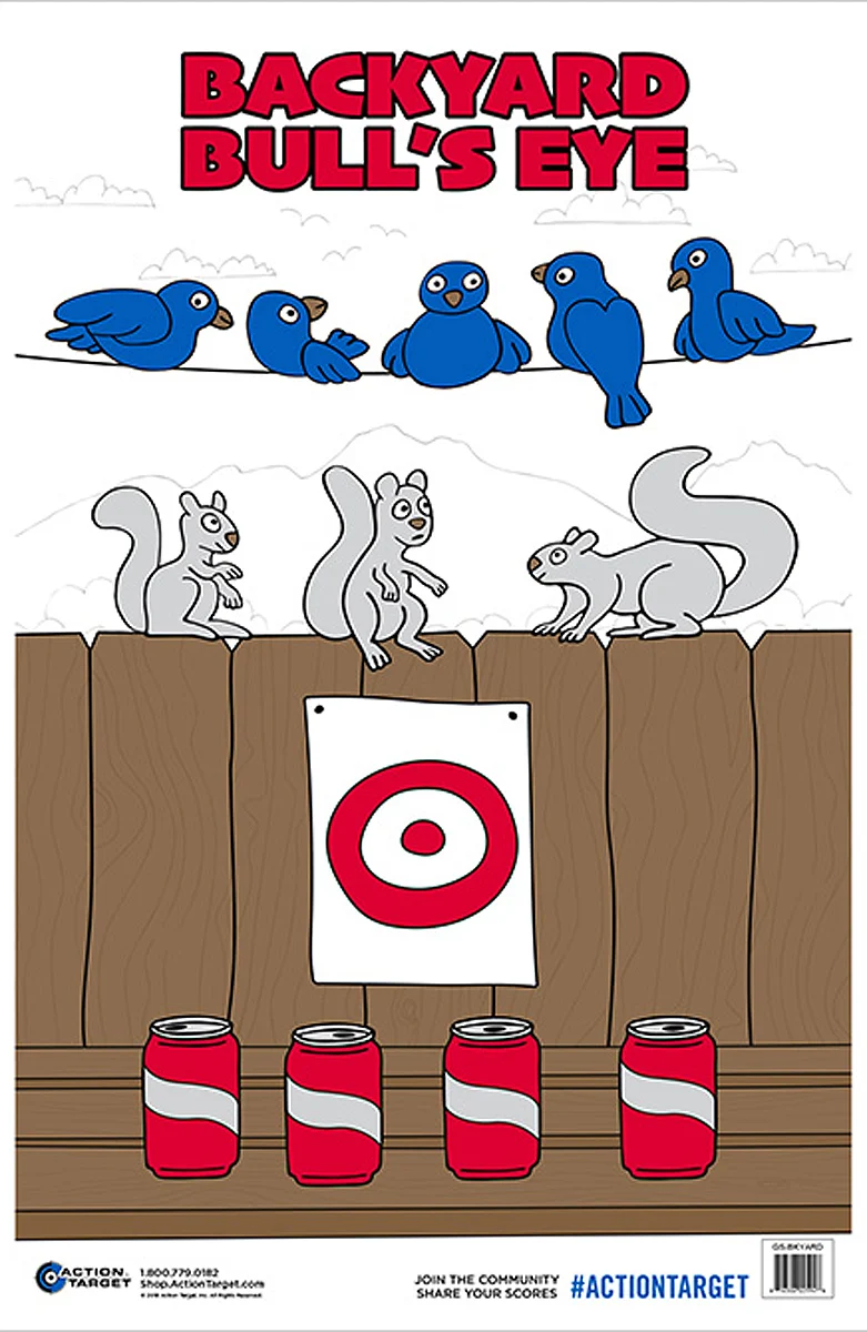ACTION TARGET INC Backyard Bull's-Eye Paper Targets, 23x35 Hanging, Multi-Color, 100 Pack GSBKYARD100