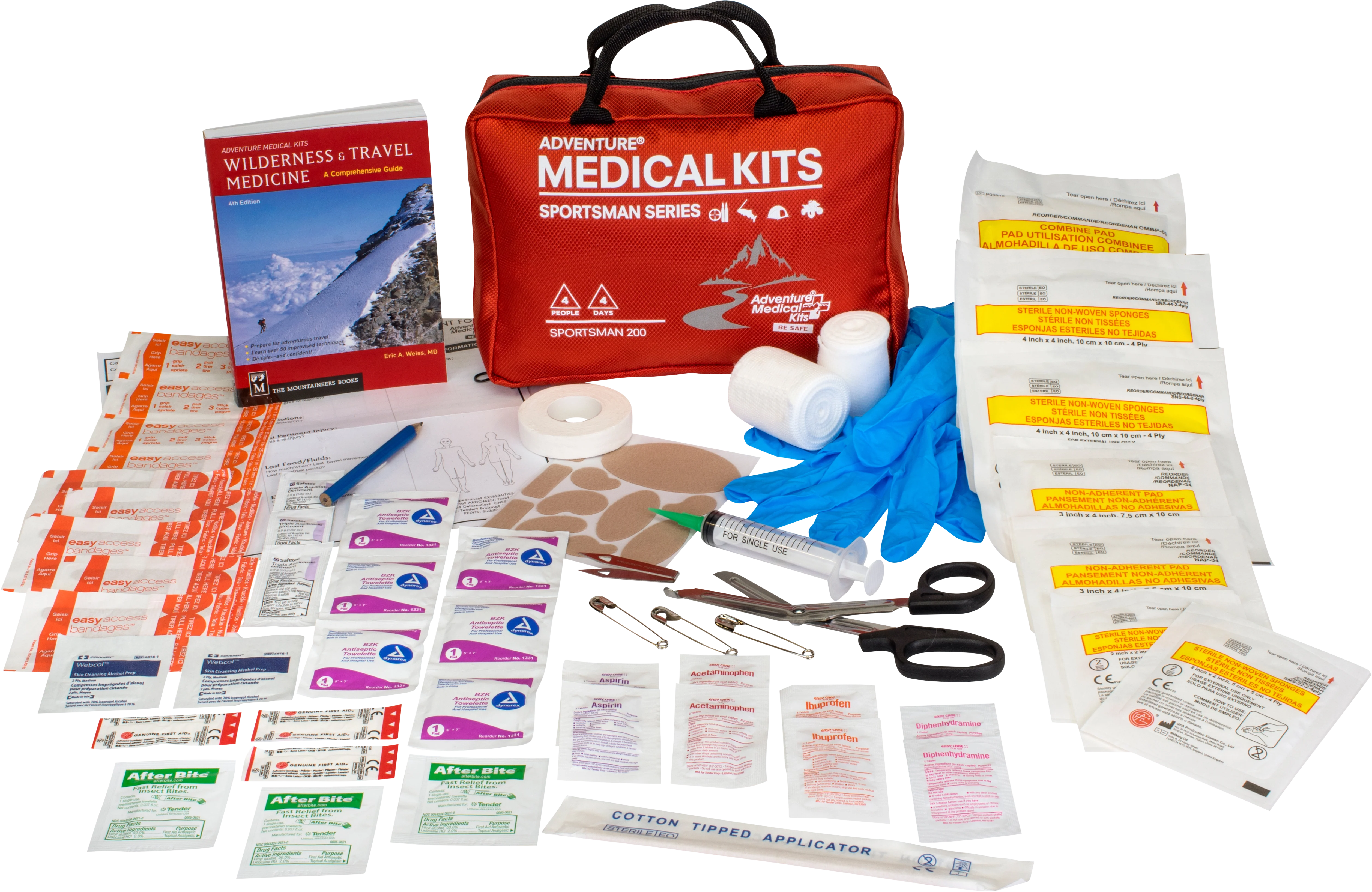 Adventure Medical Kits Sportsman 200 First Aid Kit for 4 People/4 Days, Easy Care Organizer, 01050200