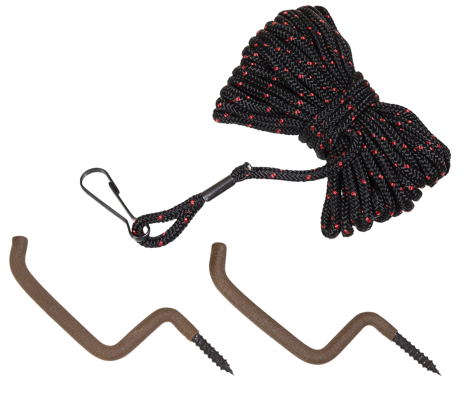 Allen Treestand Bow & Gun Utility Rope, 20 ft, with 2 Vinyl-Coated Steel Hangers, Black/Red, 54