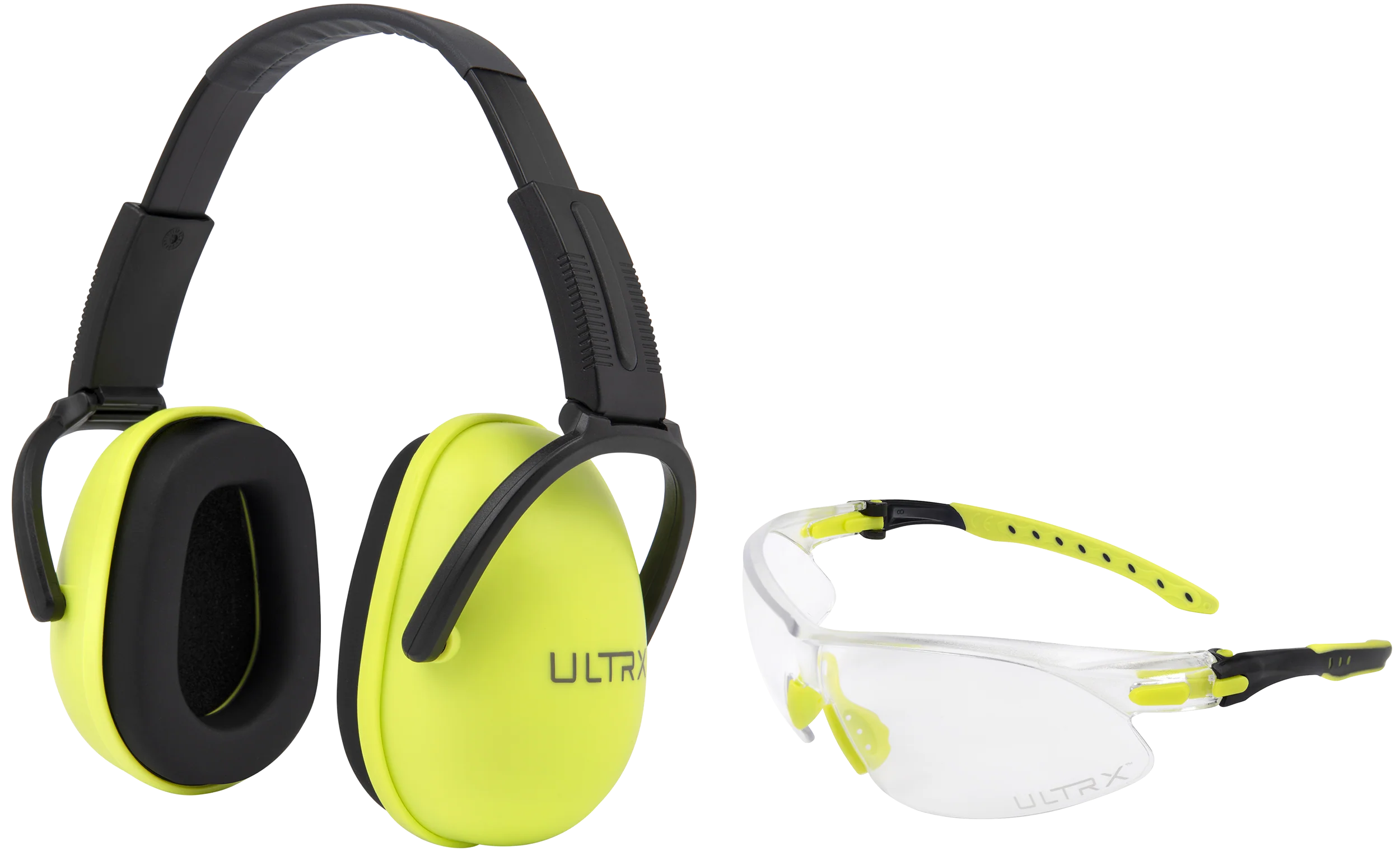 Allen ULTRX Sound Blocker Ear & Eye Protection Combo, 23 dB NRR, Lime Green Youth – 4176
