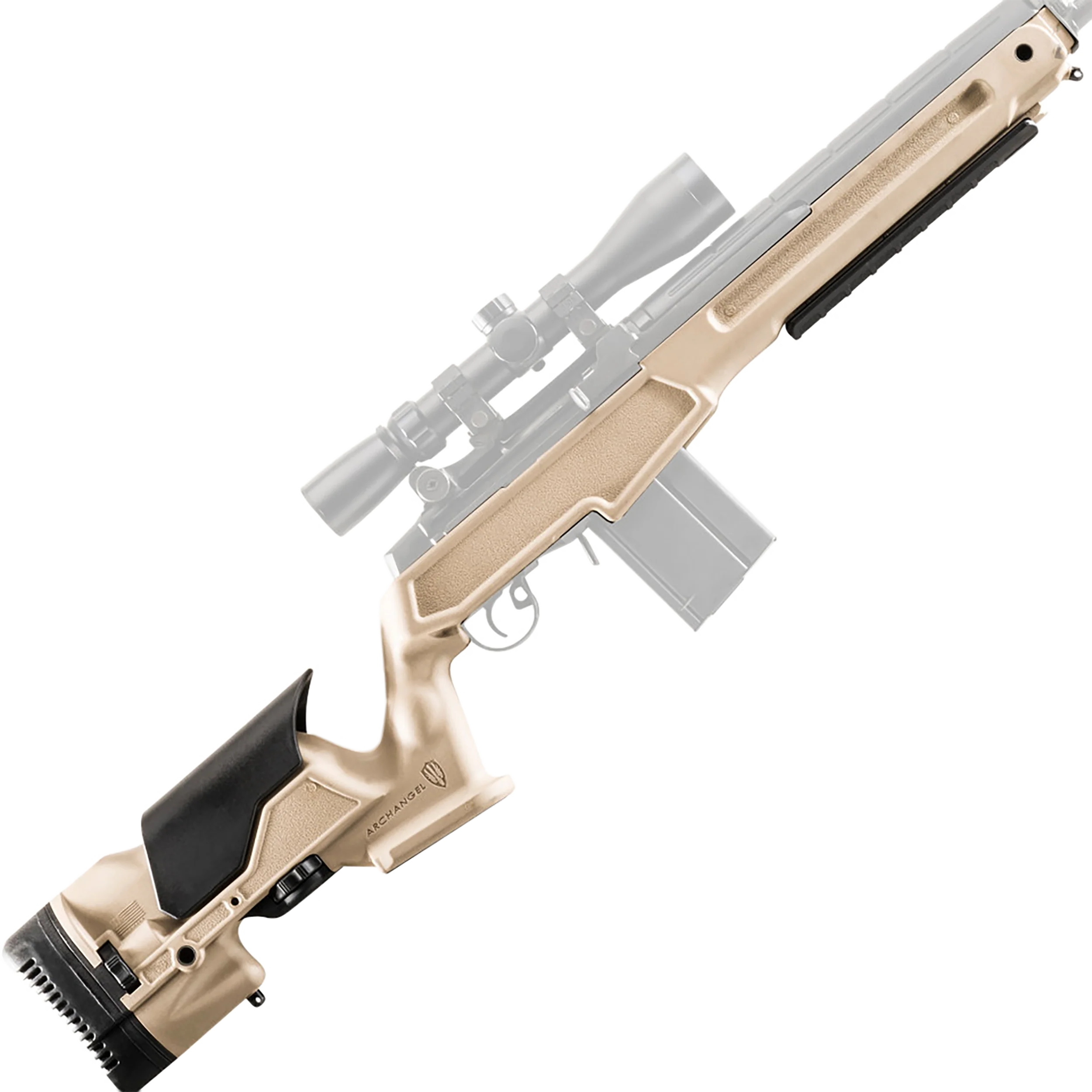 Archangel Precision Rifle Stock for Springfield M1A/M14, Adjustable Cheek Riser, Desert Tan AAM1ADT