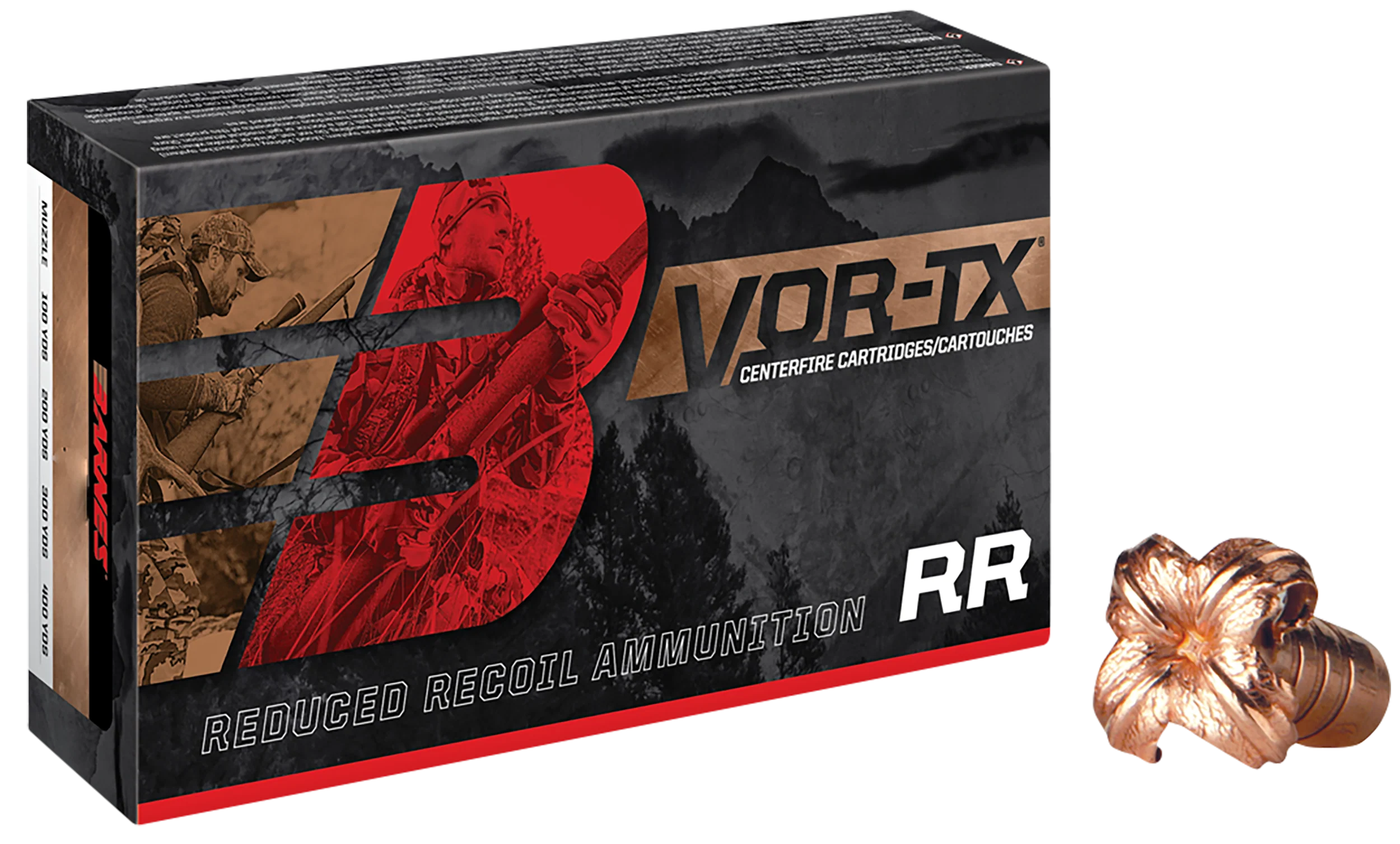 Barnes Bullets VOR-TX Reduced Recoil .308 Winchester 110gr TTSX Boat Tail Rifle Ammo, 20rd 32237