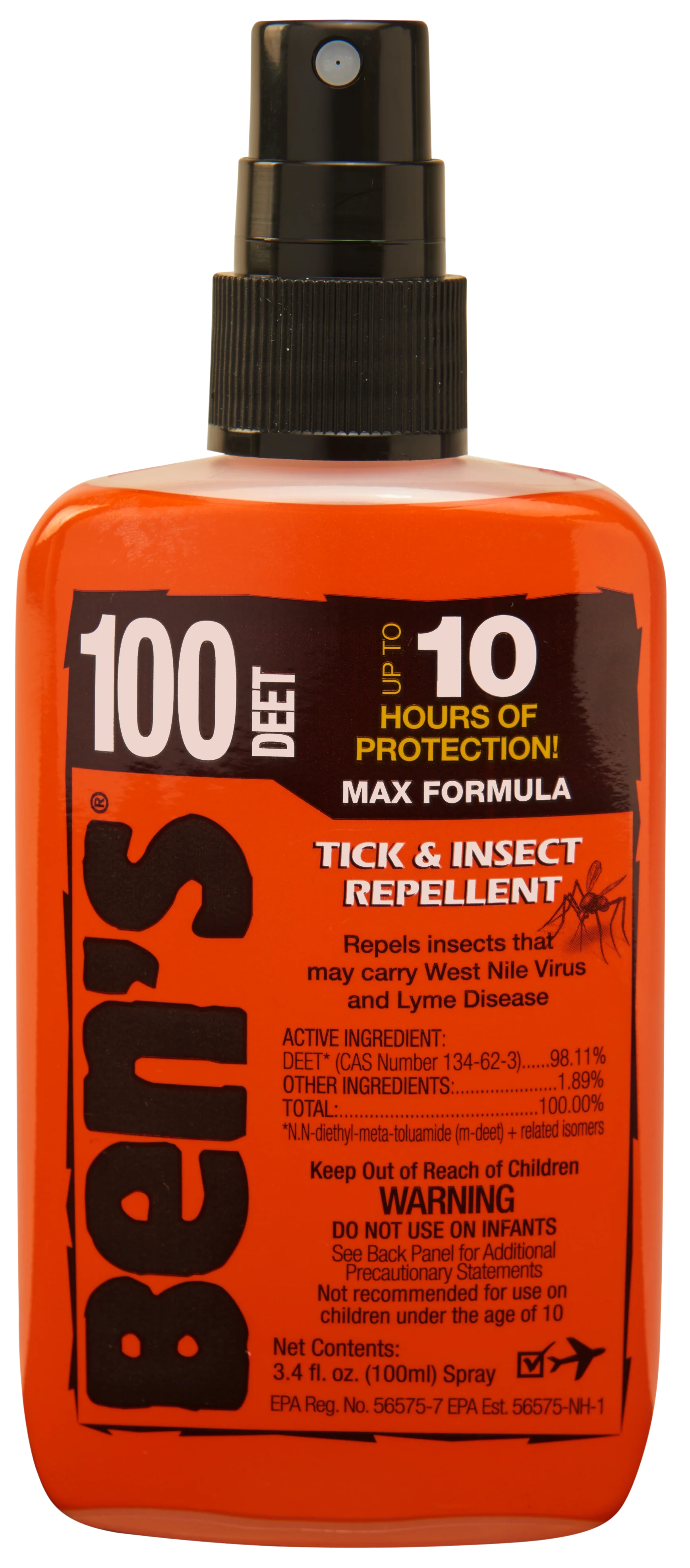 Ben's 100 MAX Tick & Insect Repellent Spray, 3.4 oz, Odorless, Up to 10 Hours of Protection, 00067080