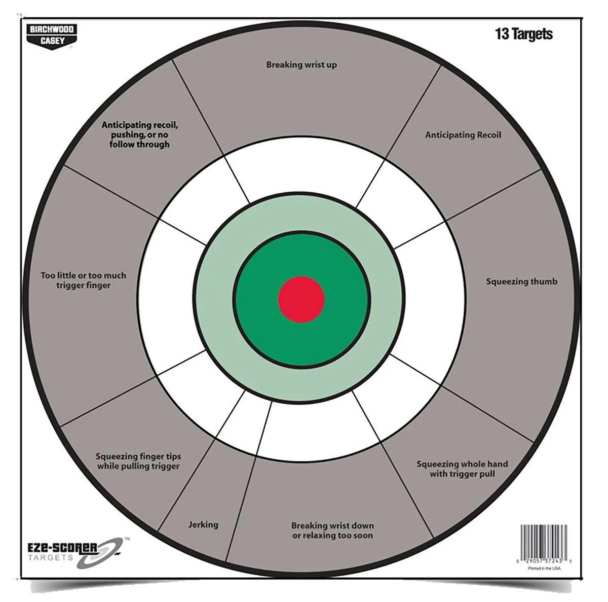 Birchwood Casey EZE-Scorer 12 in Handgun Trainer Bullseye Paper Targets, 13-Pack, 37245