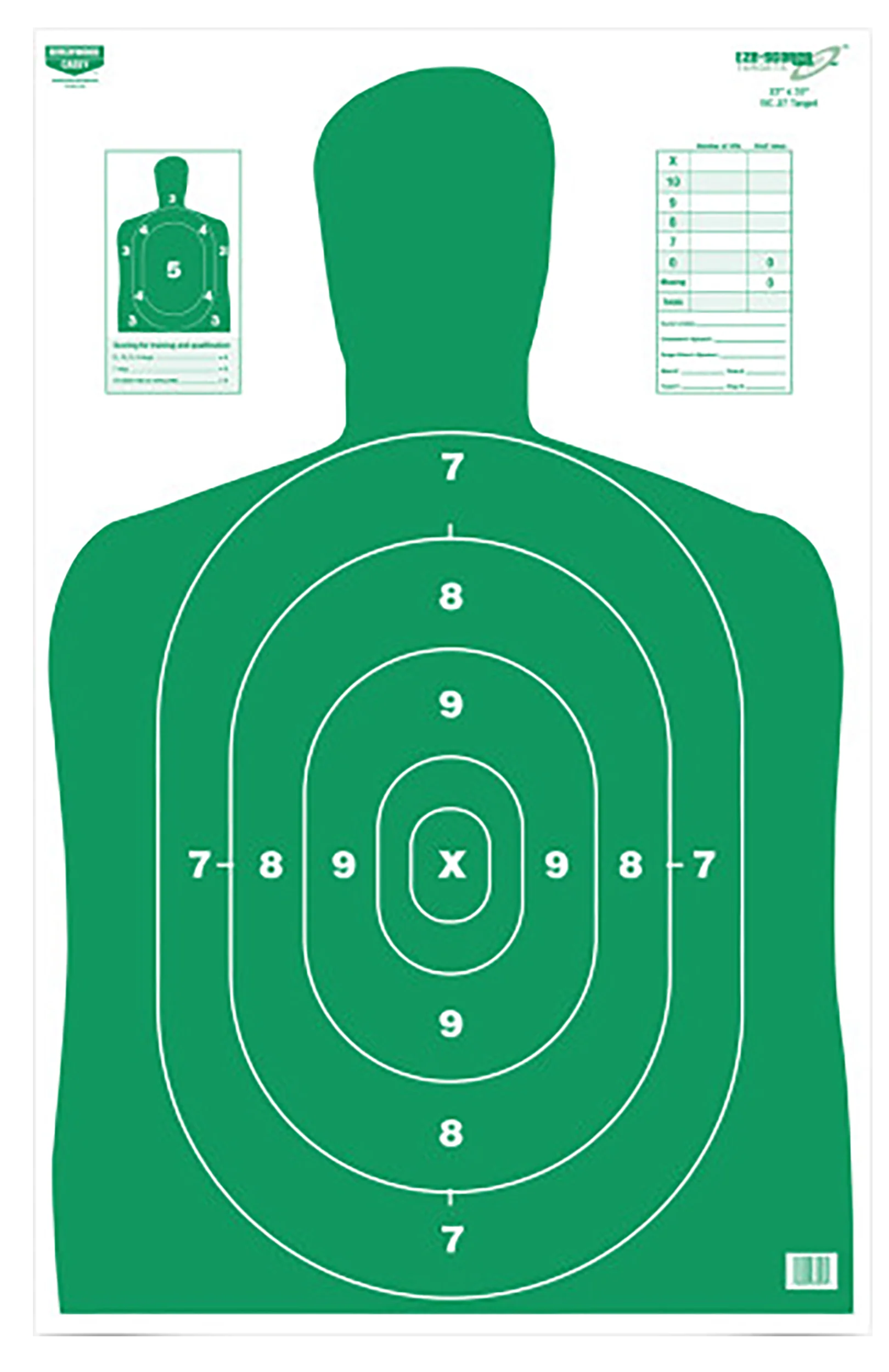 Birchwood Casey EZE-Scorer BC-27 Silhouette Paper Target, 23 x 35 in, Green, 100 Pack 37017