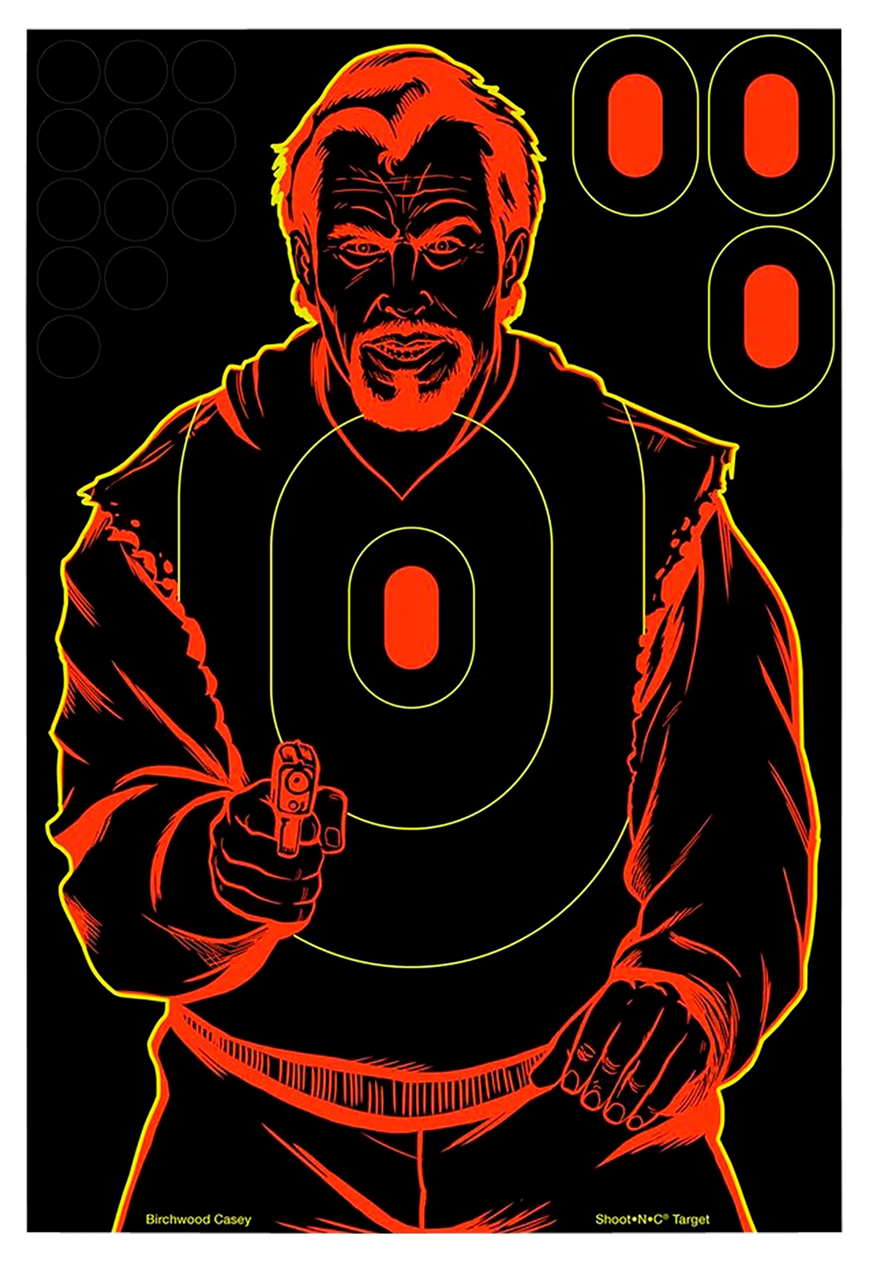 Birchwood Casey Shoot-N-C Reactive Bad Guy Silhouette Targets, 12x18 Self-Adhesive, 100 Pack, 34643