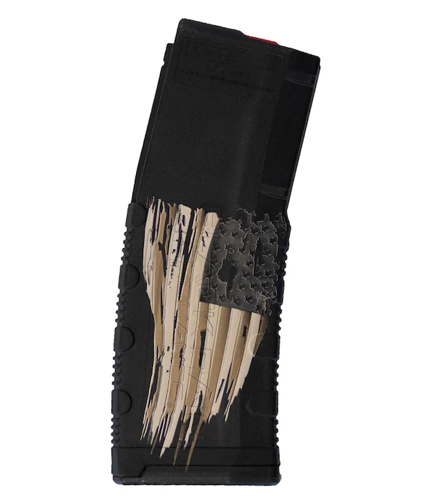 Black Rain Ordnance Lasered AR-15 30-Round Polymer Magazine Tattered Flag BROMG30TTRDFG