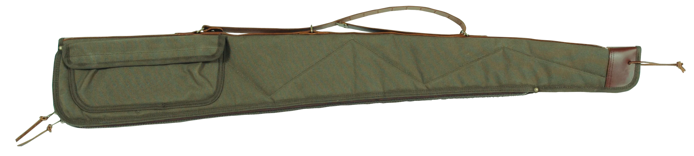 Bob Allen Canvas Shotgun Case, Green, 48-Inch, Quilted Lining, Leather Strap, Self-Healing Zipper, 14534
