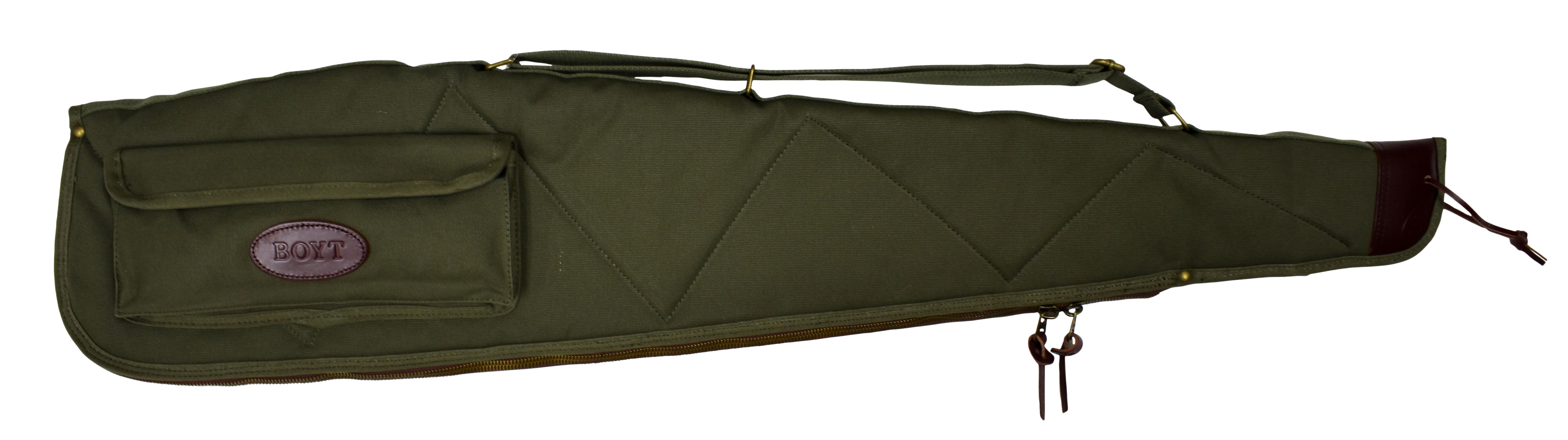 Boyt Harness Alaskan 44-inch Rifle Case, Waxed Olive Drab Canvas, Quilted Flannel, Brass Hardware OGC98PM09