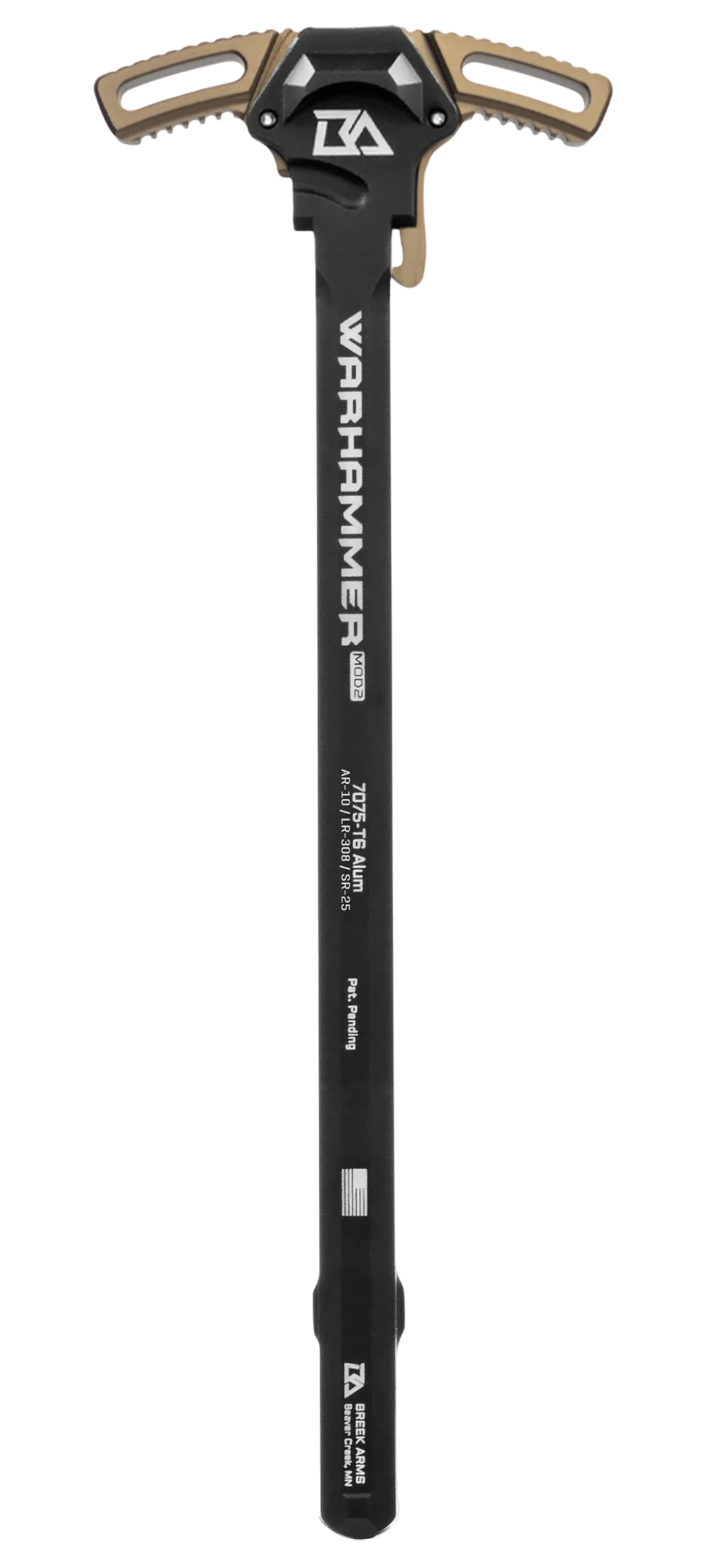 Breek Warhammer Mod2 Ambidextrous AR-10/LR-308 Charging Handle, FDE 7075-T6 Aluminum BRK530FDE