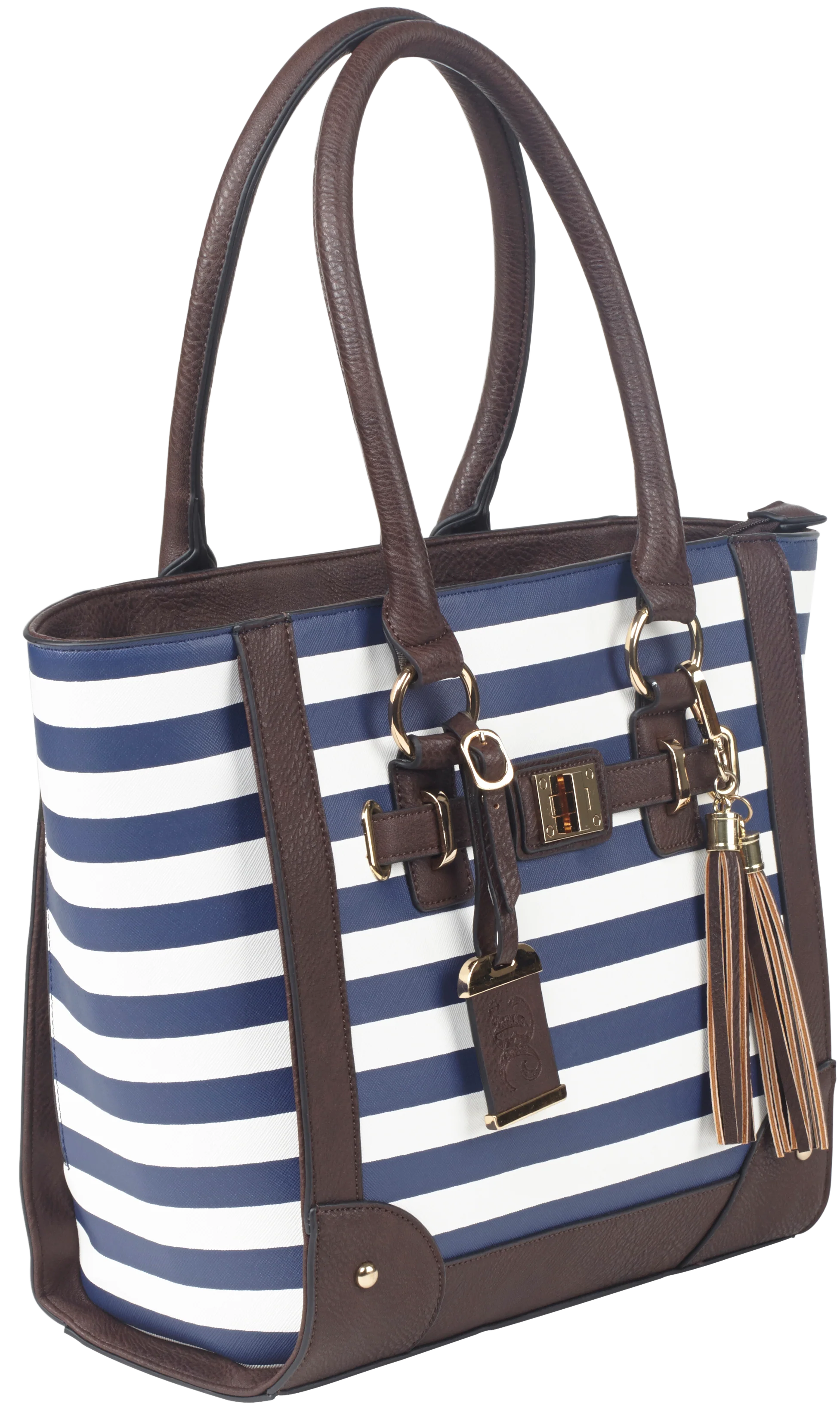 Bulldog Concealed Carry Tote Purse with Holster, Navy Stripe Leather, Right Hand BDP050