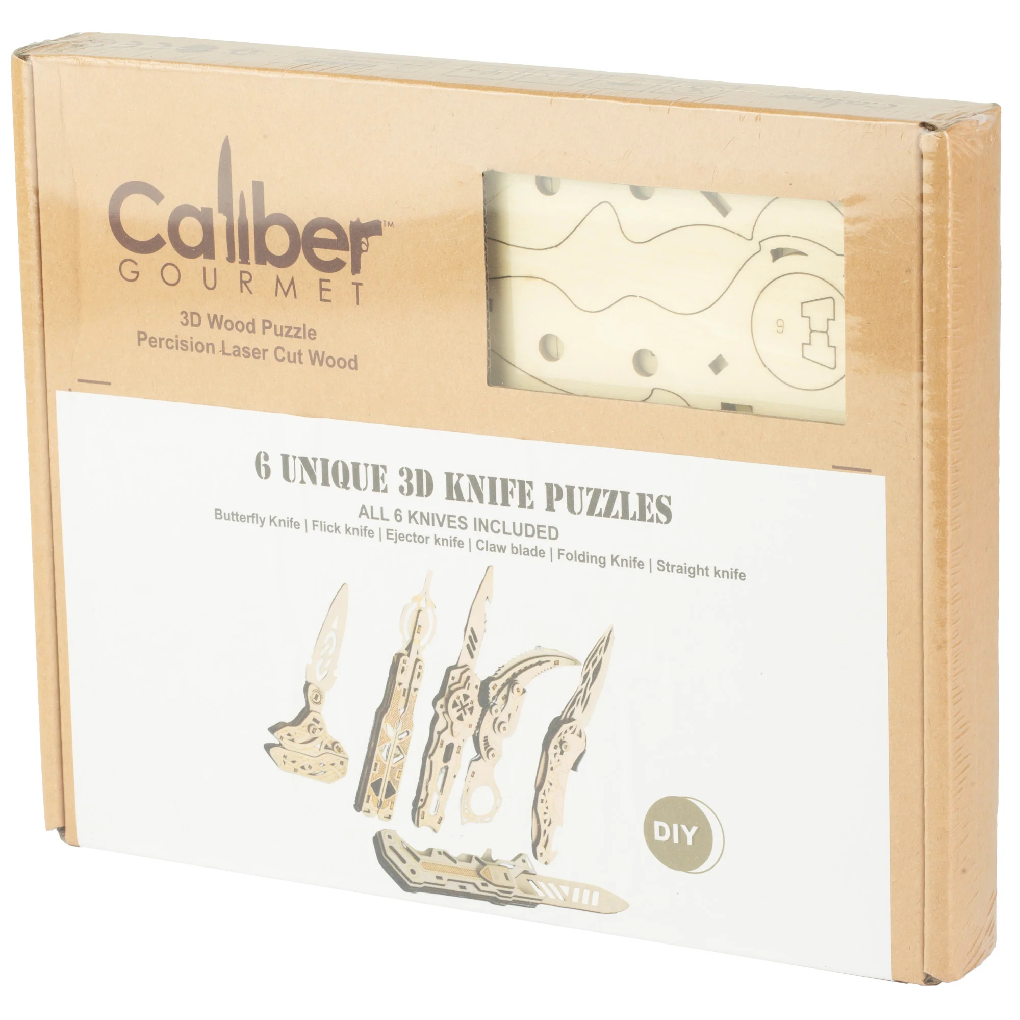 Caliber Gourmet 6-Piece Wood Knife Puzzle Set, Laser-Cut Plywood, No-Tool Assembly, CBG-PZ-03K - Image 2