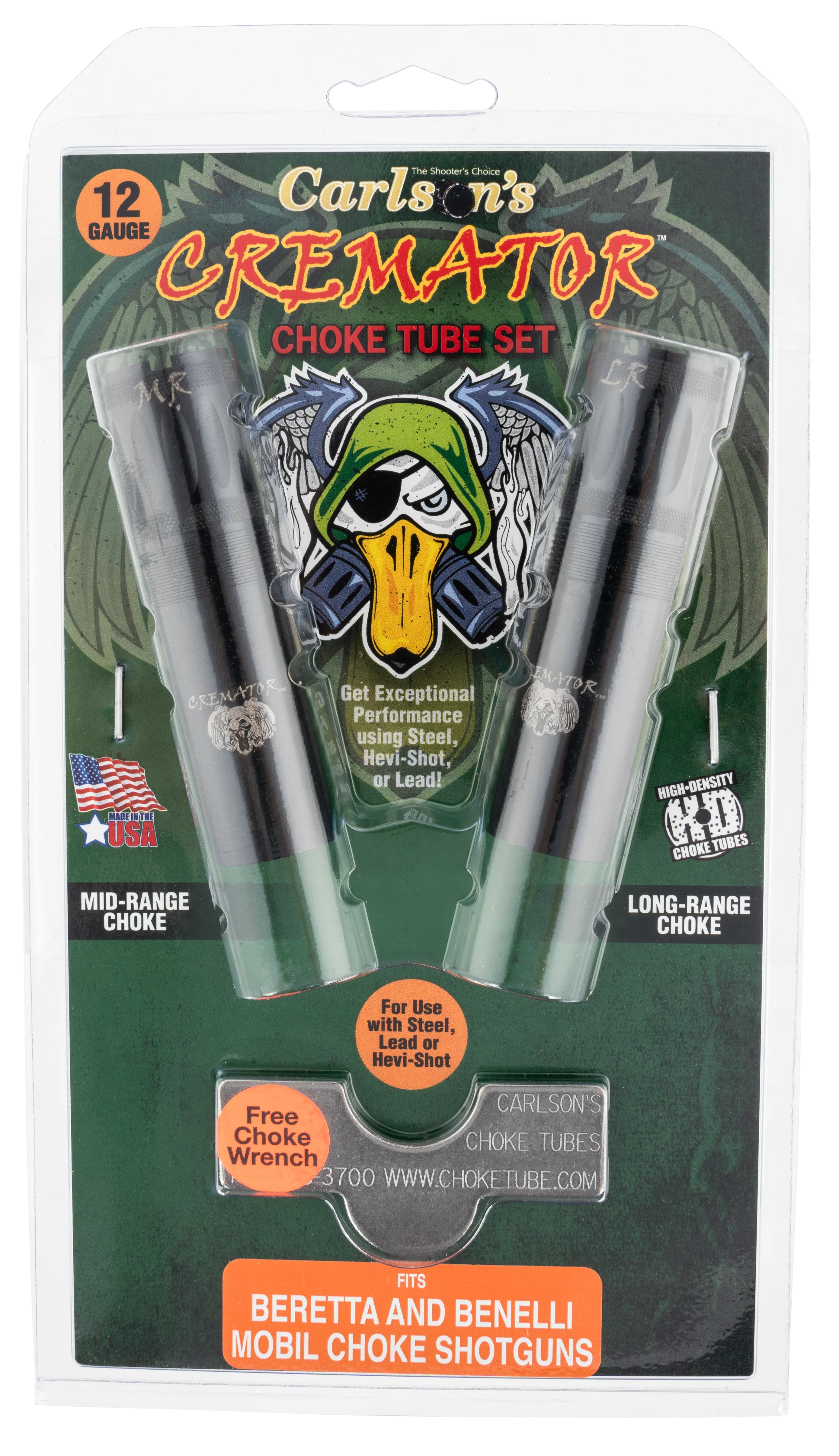 Carlsons Cremator Choke Tube Set, Non-Ported Mobil 12 Gauge MR/LR, 17-4 Stainless Steel 11612