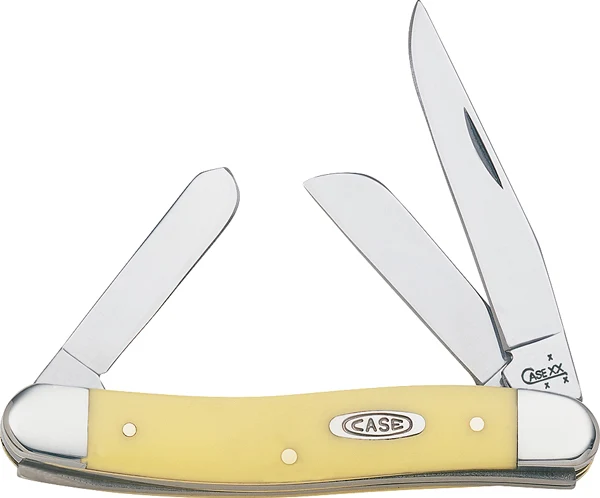 CASE CUTLERY Medium Stockman Folding Pocket Knife, Yellow Synthetic, 3.625 in Closed, 80035