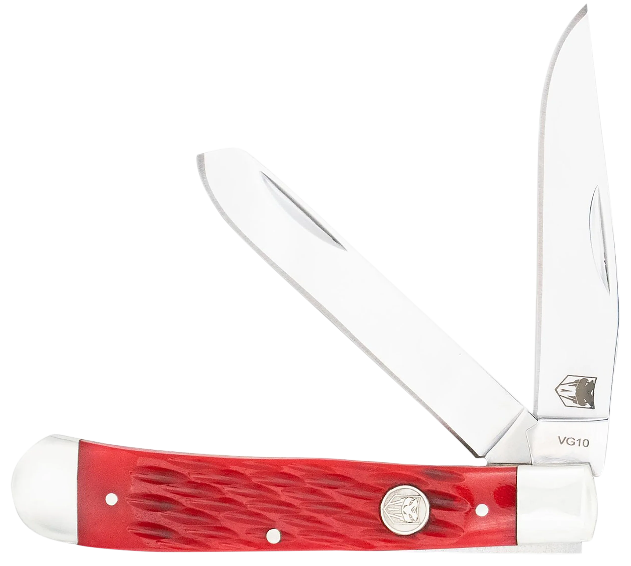 CobraTec Knives Trapper Two-Blade Folding Knife, Red Bone, VG-10 Steel, Slip Joint - CTTDTRPREDBN