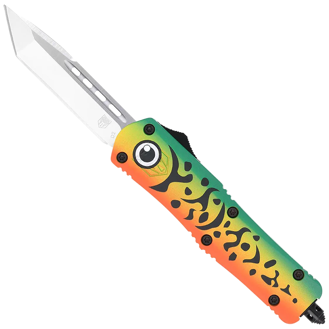 COBRA TEC KNIVES LLC FS-3 Out-the-Front Knife, 3 in D2 Tanto, Green Fishing Lure Handle - MFLGNFS3TNS