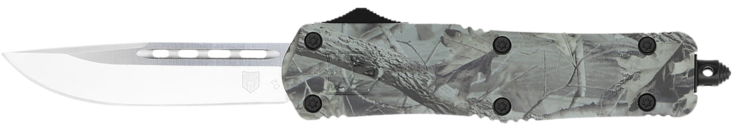 CobraTec Knives FS-3 Medium Out-the-Front Knife, D2 Drop Point, Woodland Camo Handle MWDFS3DNS