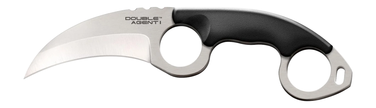 Cold Steel Double Agent I Fixed Blade Karambit Knife, 3in AUS-8A Satin Plain Edge CS39FK