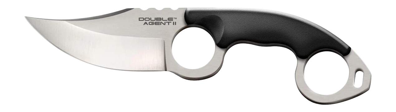 Cold Steel Double Agent II Fixed Blade Knife, Plain Edge, Ring-Grip Design CS39FNZ