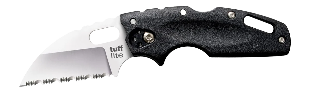 Cold Steel Tuff Lite Folding Knife 2.5in Serrated Wharncliffe AUS-8A Blade Black Handle CS20LTS