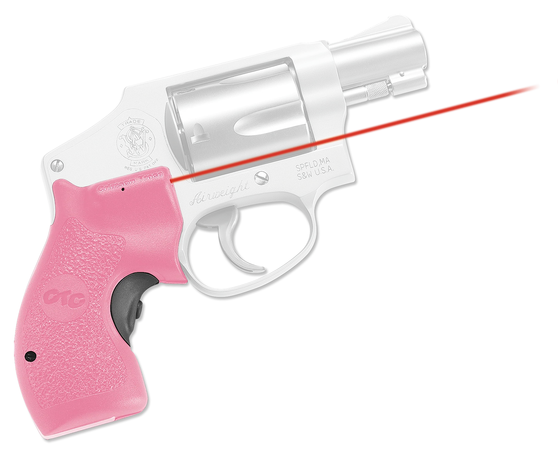 Crimson Trace LG-105 Pink Lasergrips for Smith & Wesson J-Frame Round Butt, Red Laser, 5mW 633nm, 0134801