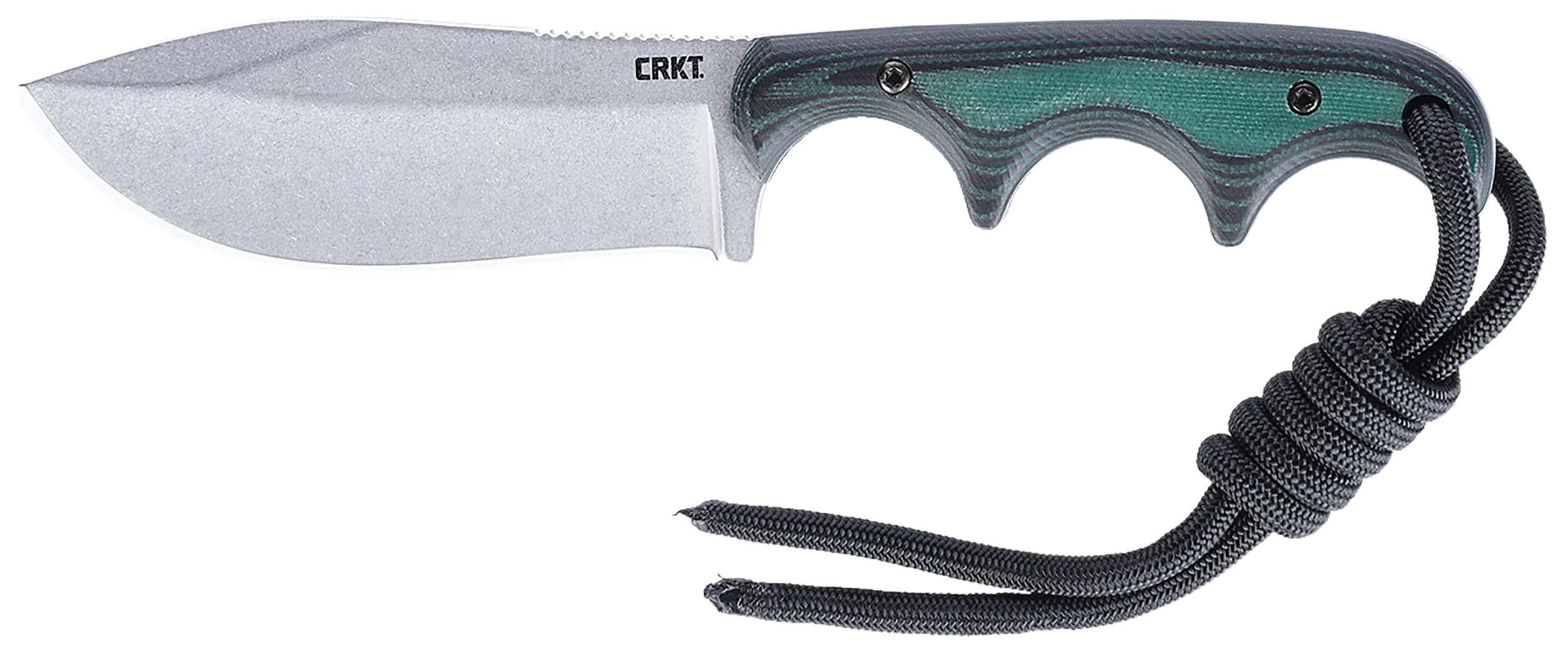 Columbia River Minimalist Nessmuk Fixed Blade Knife, D2 Stonewash, Green Micarta Handle, 2376