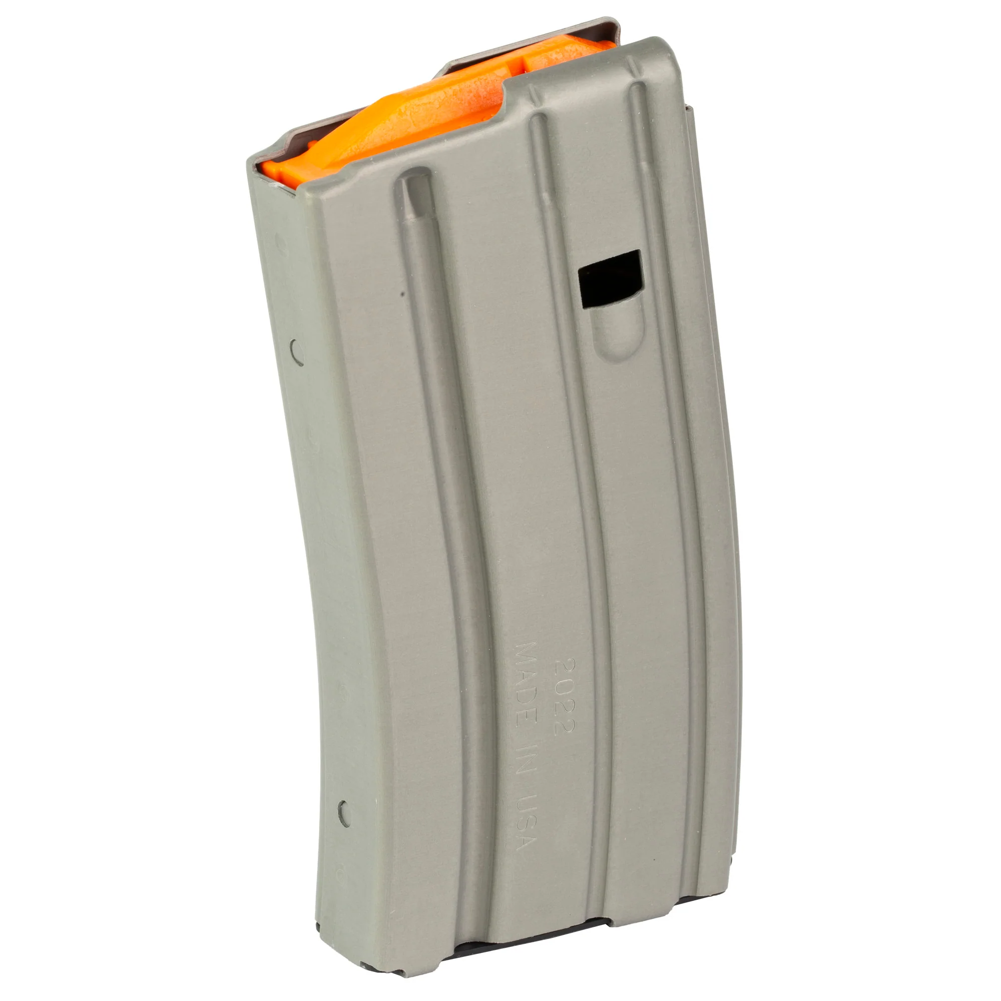 DURAMAG Speed 20-Round 5.56 NATO/.223 Aluminum AR-15 Magazine, Gray with Orange Follower 2023002178CPD