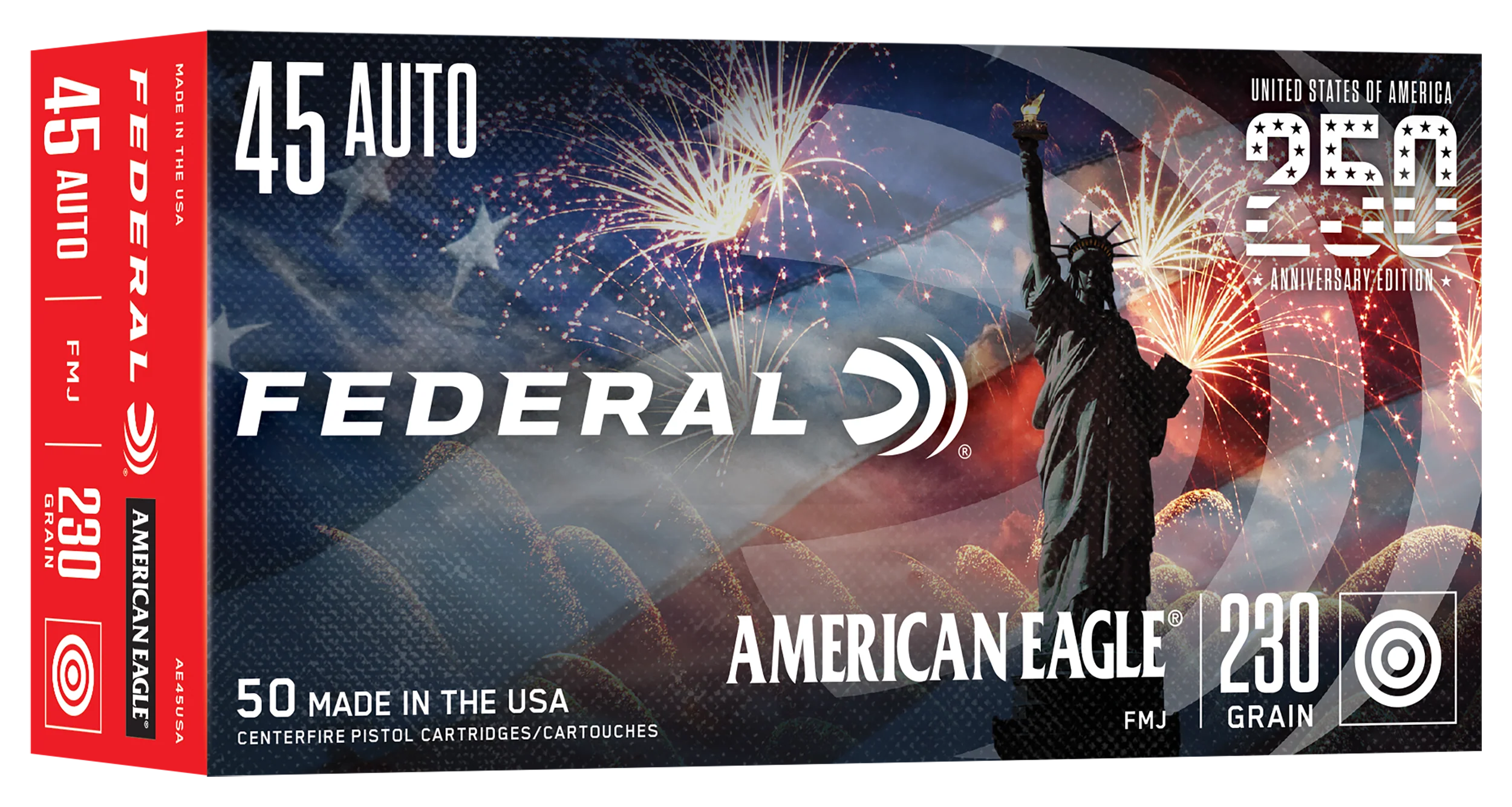 Federal American Eagle .45 ACP 230 Grain Full Metal Jacket Target Ammo 50-Round Box AE45USA