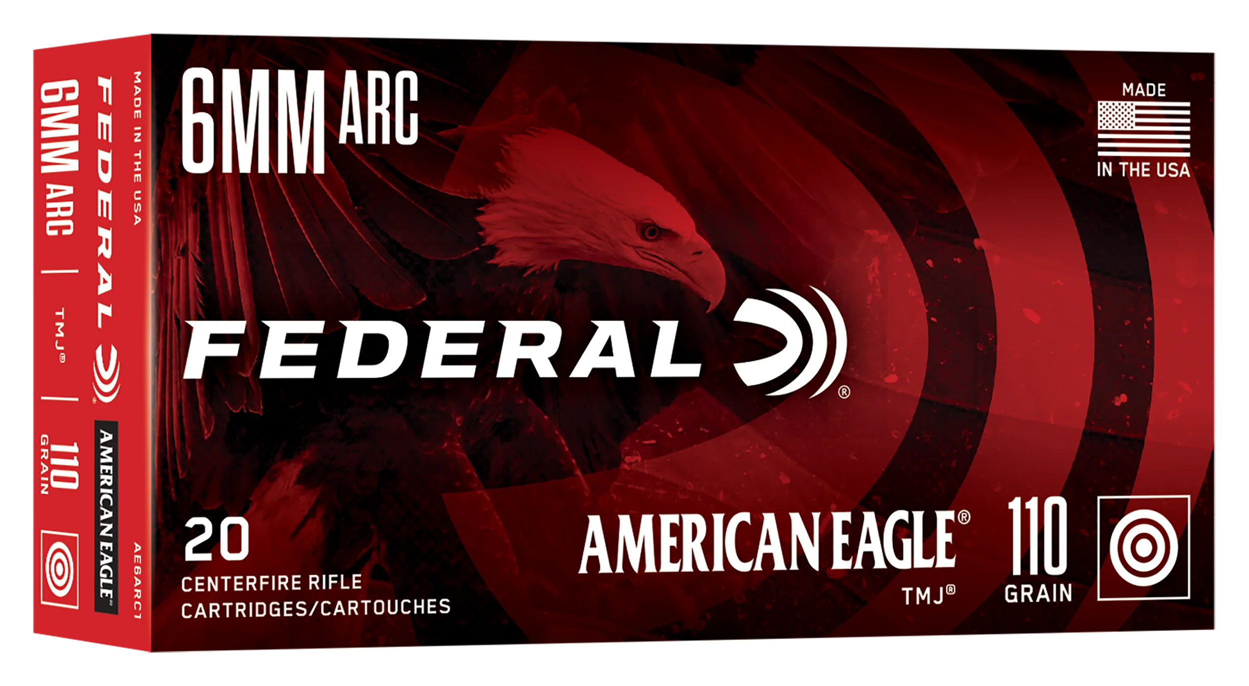 Federal American Eagle 6mm ARC Rifle Ammunition 110gr Total Metal Jacket, 20-Round Box AE6ARC1