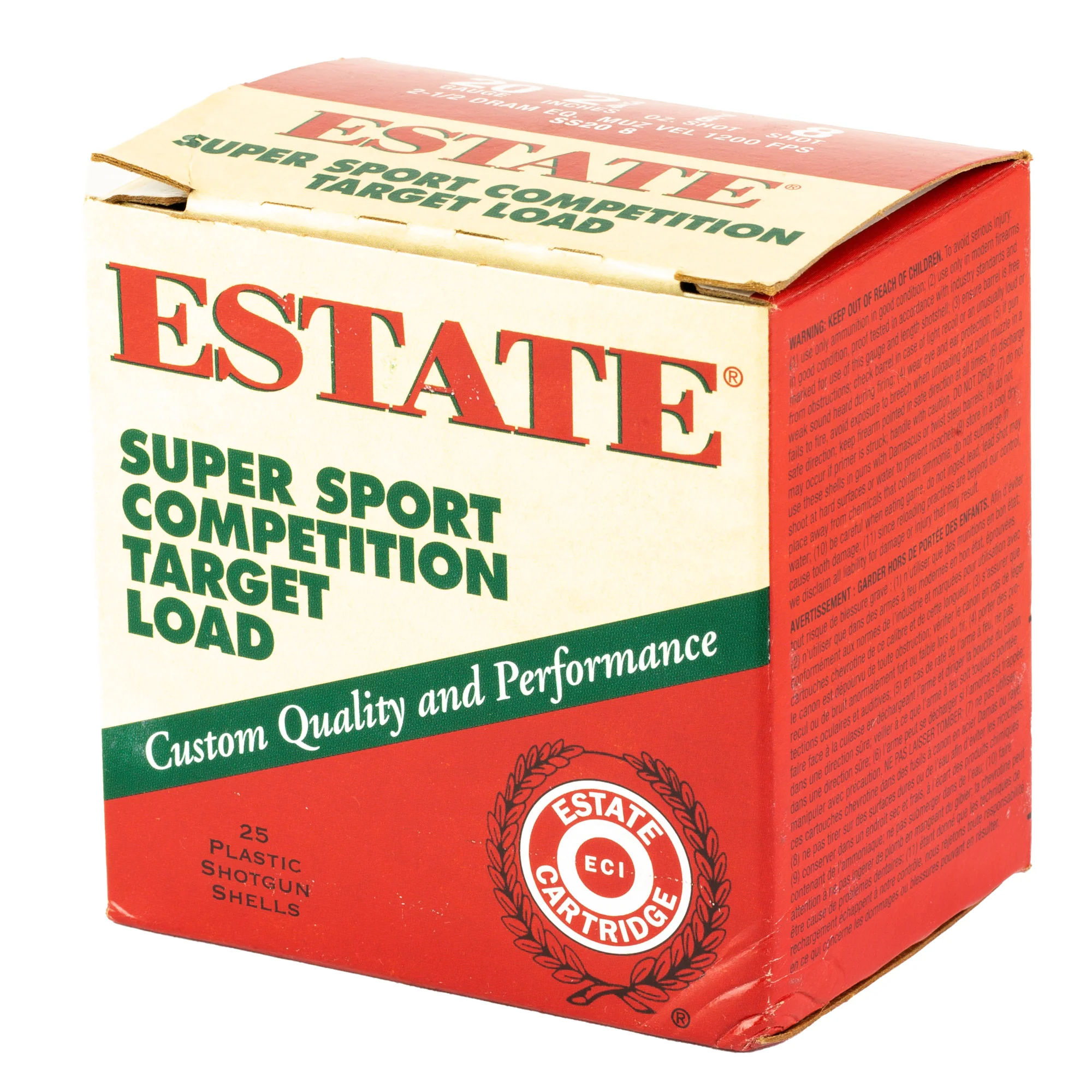 Federal Estate Super Sport 20 Gauge 2-3/4in #8 Lead Target Shotshells, 25-Round Box SS208 - Image 3