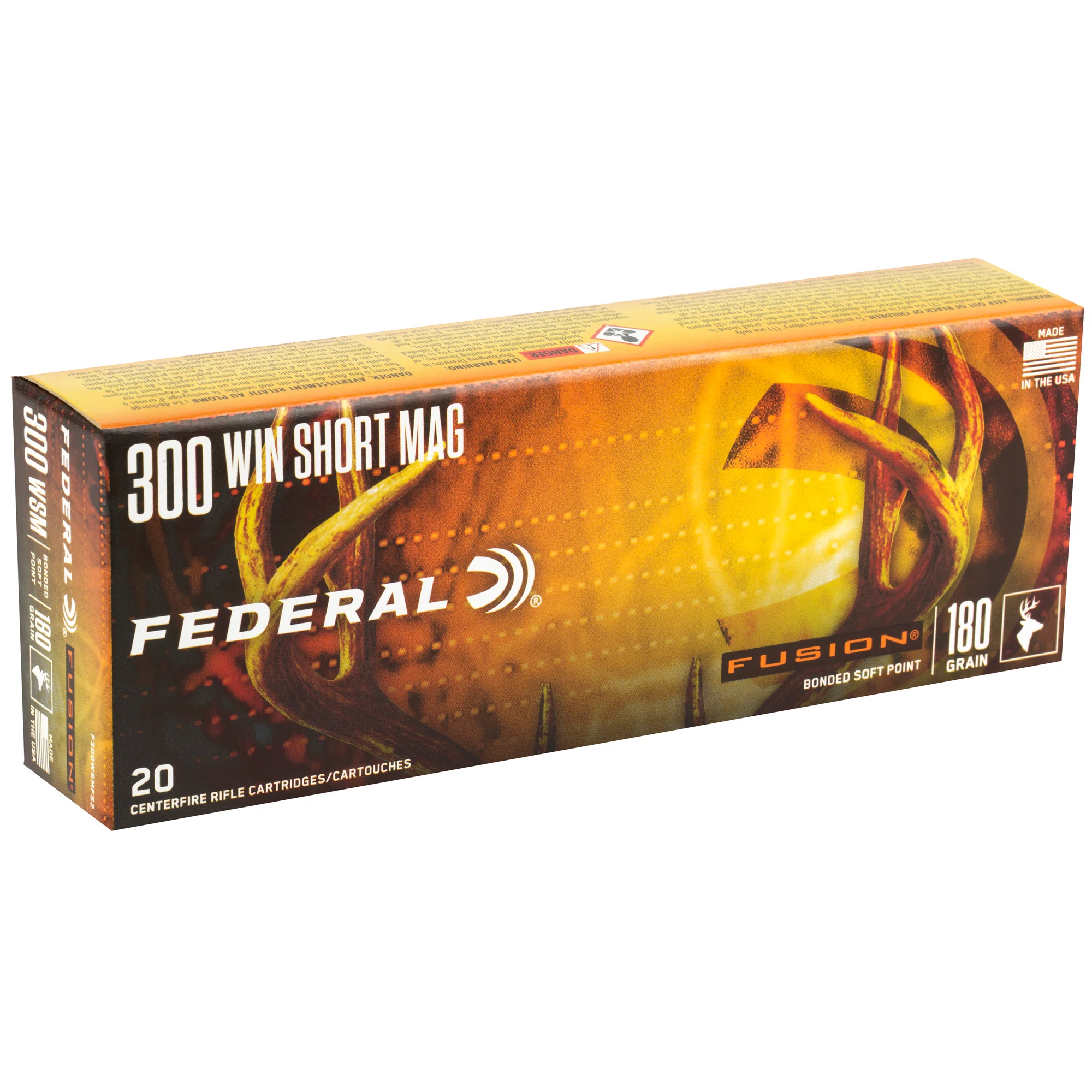 Federal Fusion Rifle Ammo 300 Winchester Short Magnum 180 Grain Soft Point 20-Round Box F300WSMFS2 - Image 2