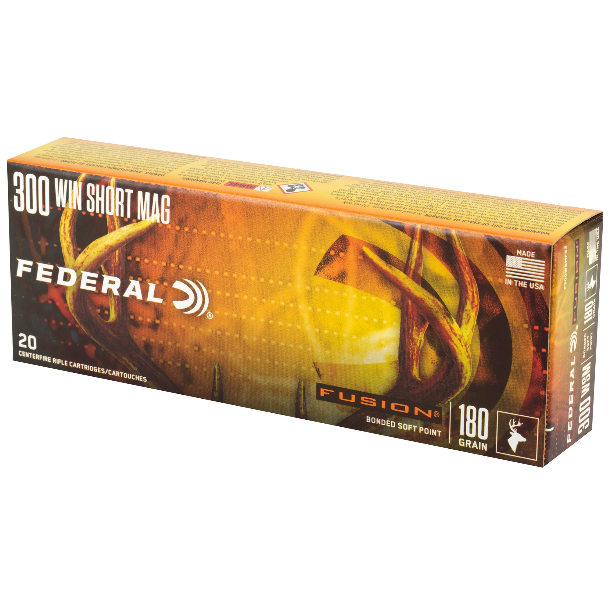 Federal Fusion Rifle Ammo 300 Winchester Short Magnum 180 Grain Soft Point 20-Round Box F300WSMFS2 - Image 3