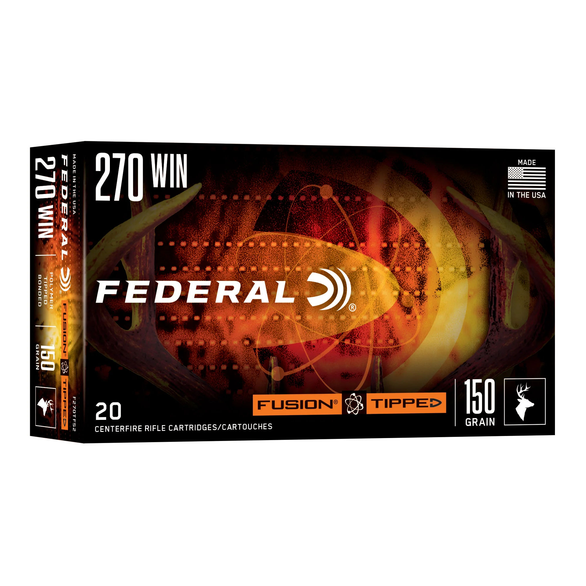 Federal Fusion Tipped .270 Winchester 150 Grain Polymer Tip Rifle Ammo, 20-Round Box FEF270TFS2