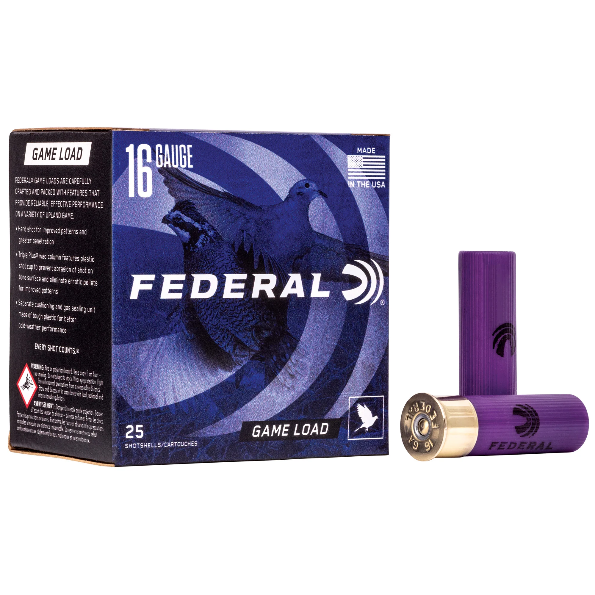 Federal Game Load 16 Gauge 2 3/4in Lead #8 Upland Shotshells, 25/250 Case H1608