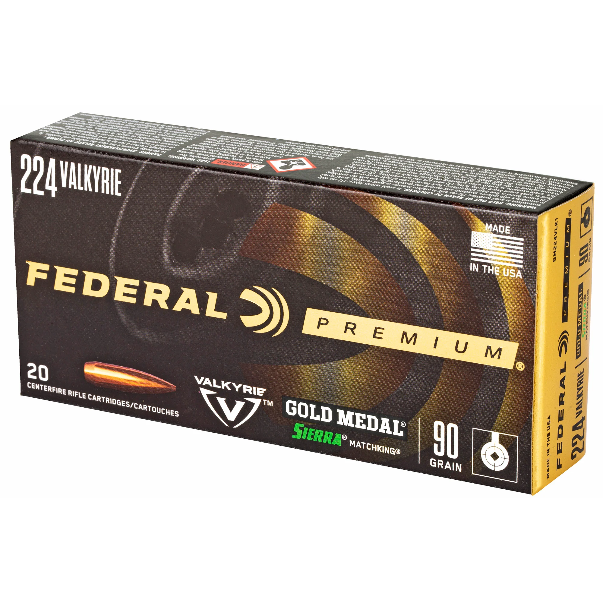 Federal Gold Medal Sierra MatchKing .224 Valkyrie 90gr BTHP Rifle Ammo 2700 fps 20rd GM224VLK1 - Image 3