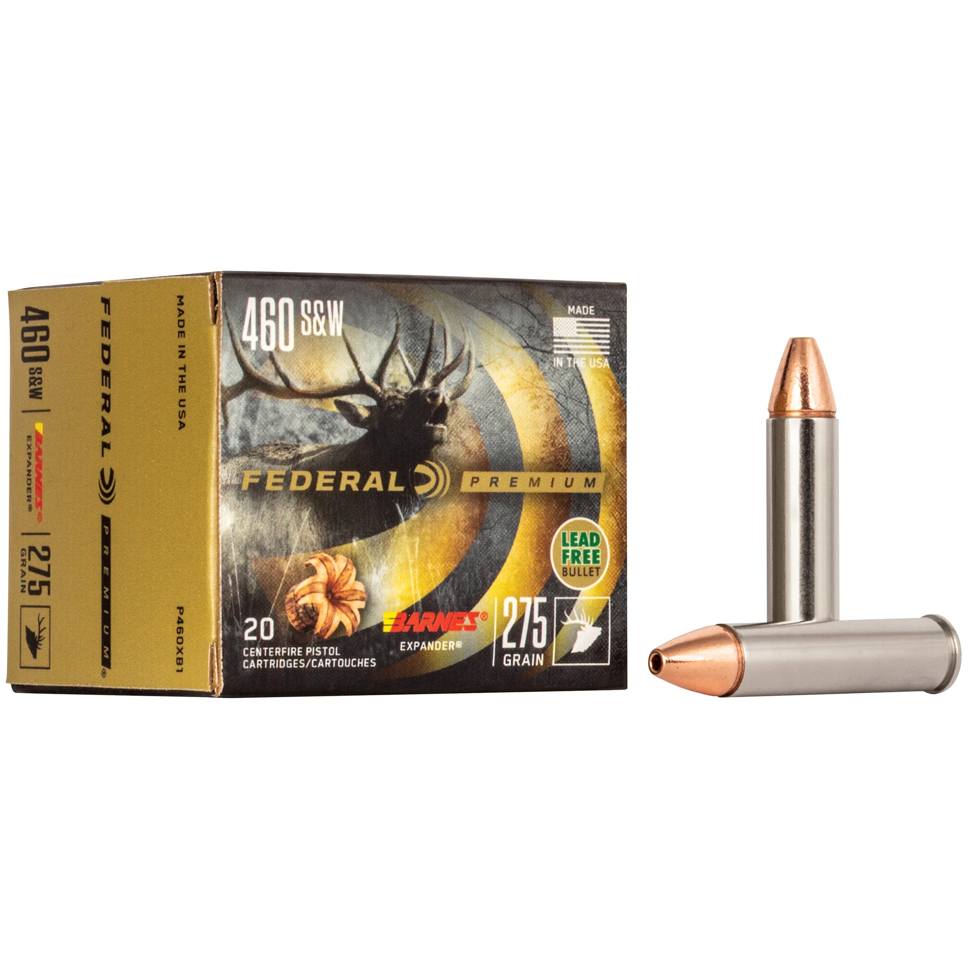 Federal Premium Barnes Expander .460 S&W 275 Grain Lead-Free Handgun Hunting Ammo, P460XB1