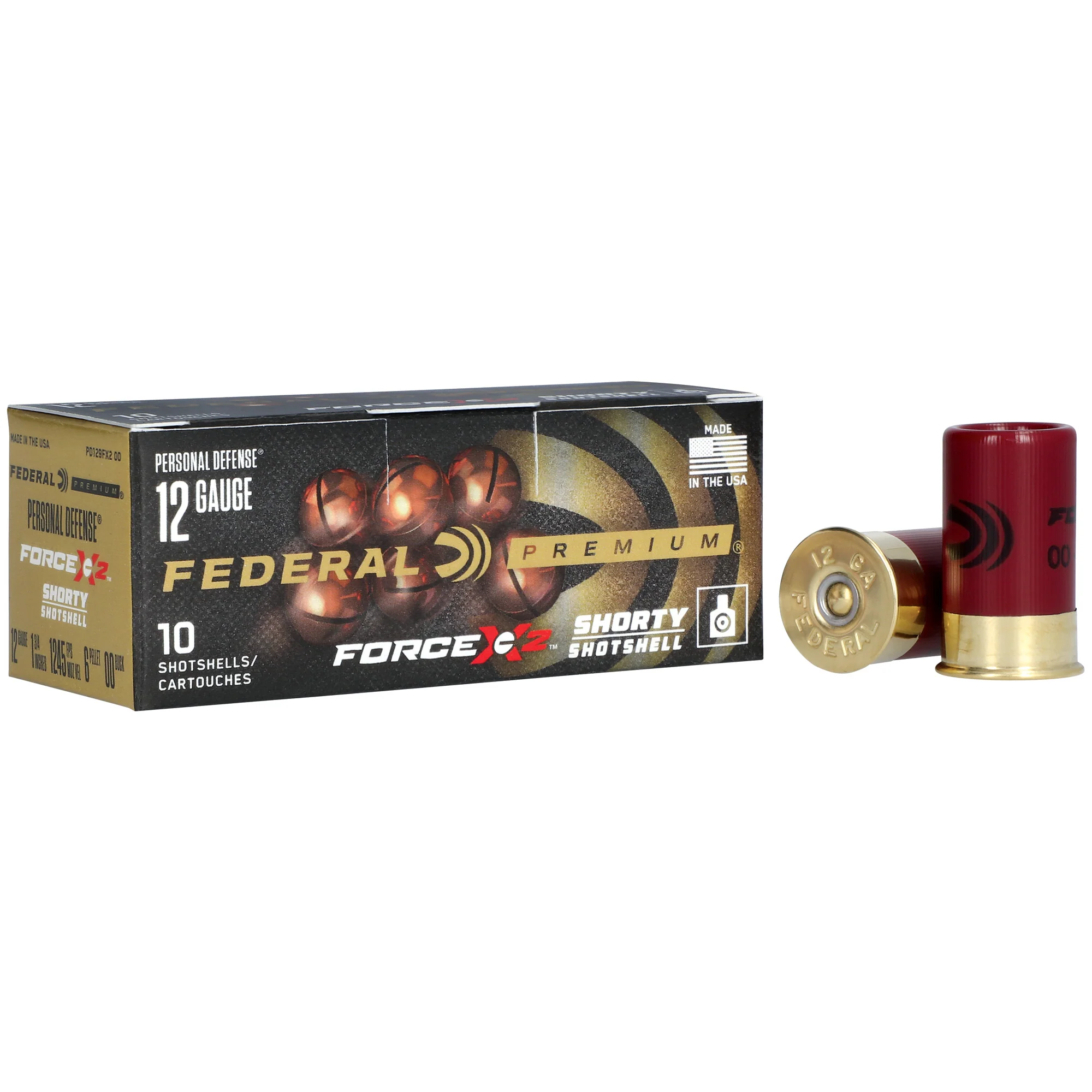 Federal Premium Force X2 Shorty 12 Gauge 1-3/4in 00 Buckshot 6-Pellet 10/Box PD129FX2 00
