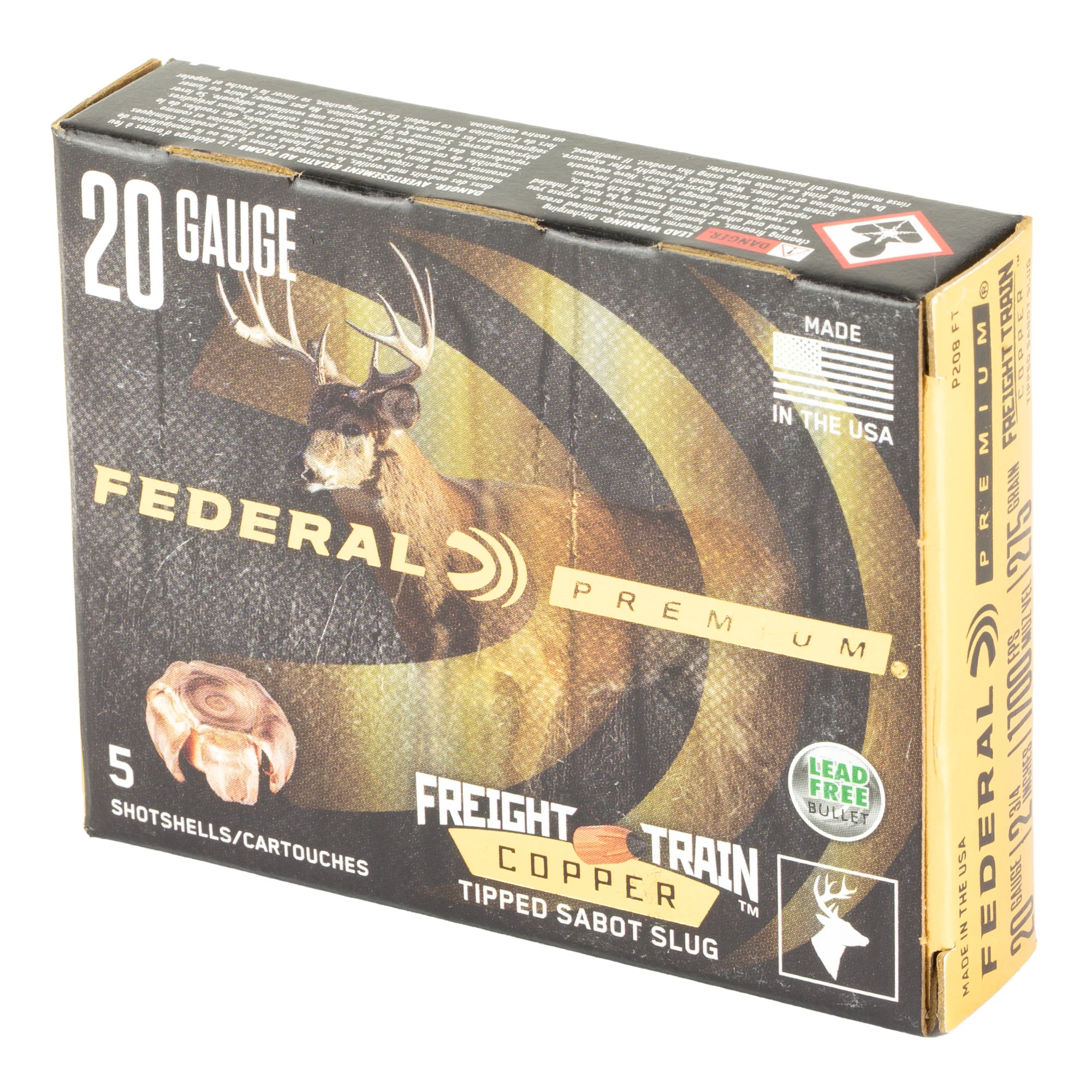 Federal Premium Freight Train Copper Tipped Sabot Slug 20 Gauge 2-3/4in 275gr 1700fps P208 FT - Image 3