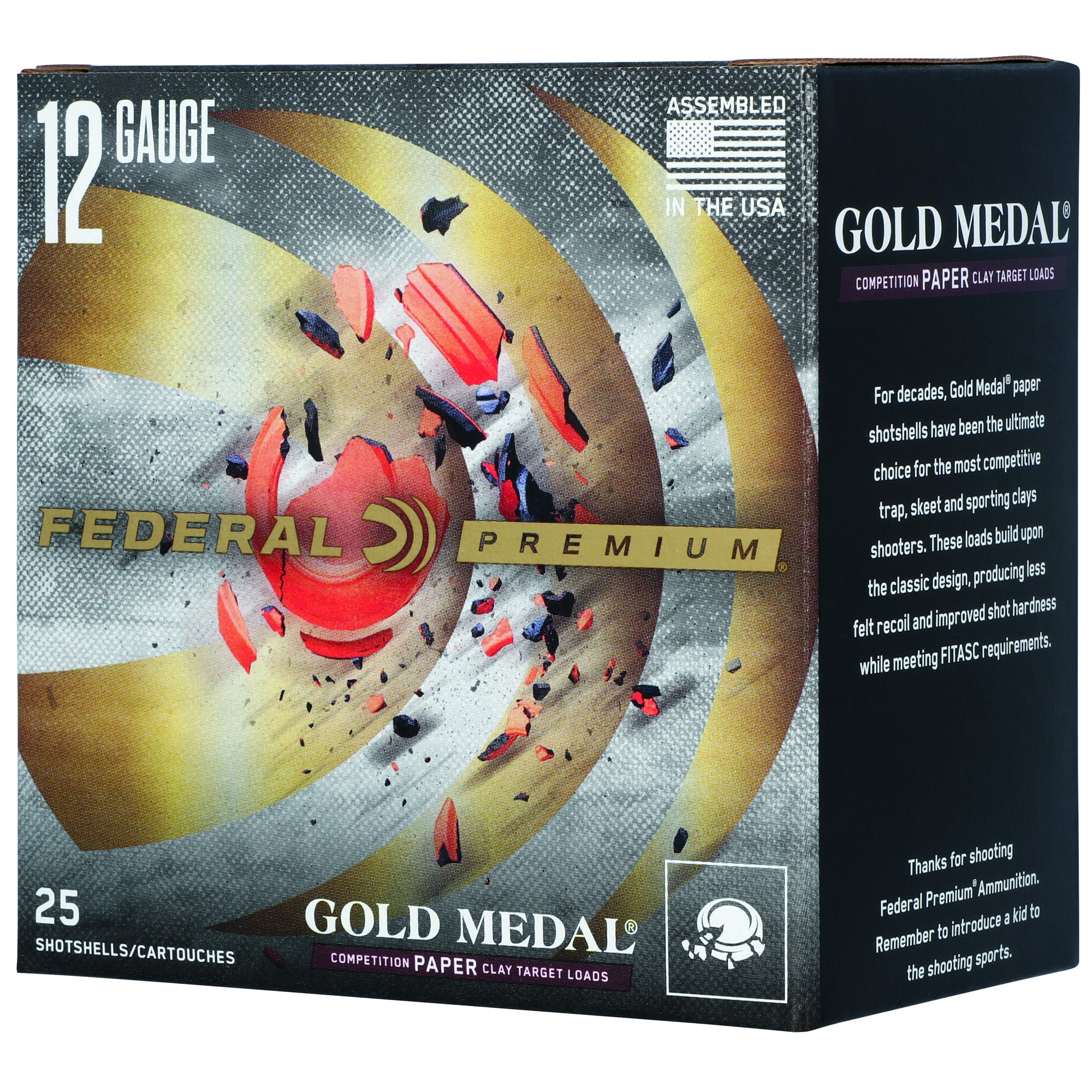 Federal Premium Gold Medal Paper 12 Gauge 2.75in 1oz #7.5 Lead Shotshells 25ct GMT12175