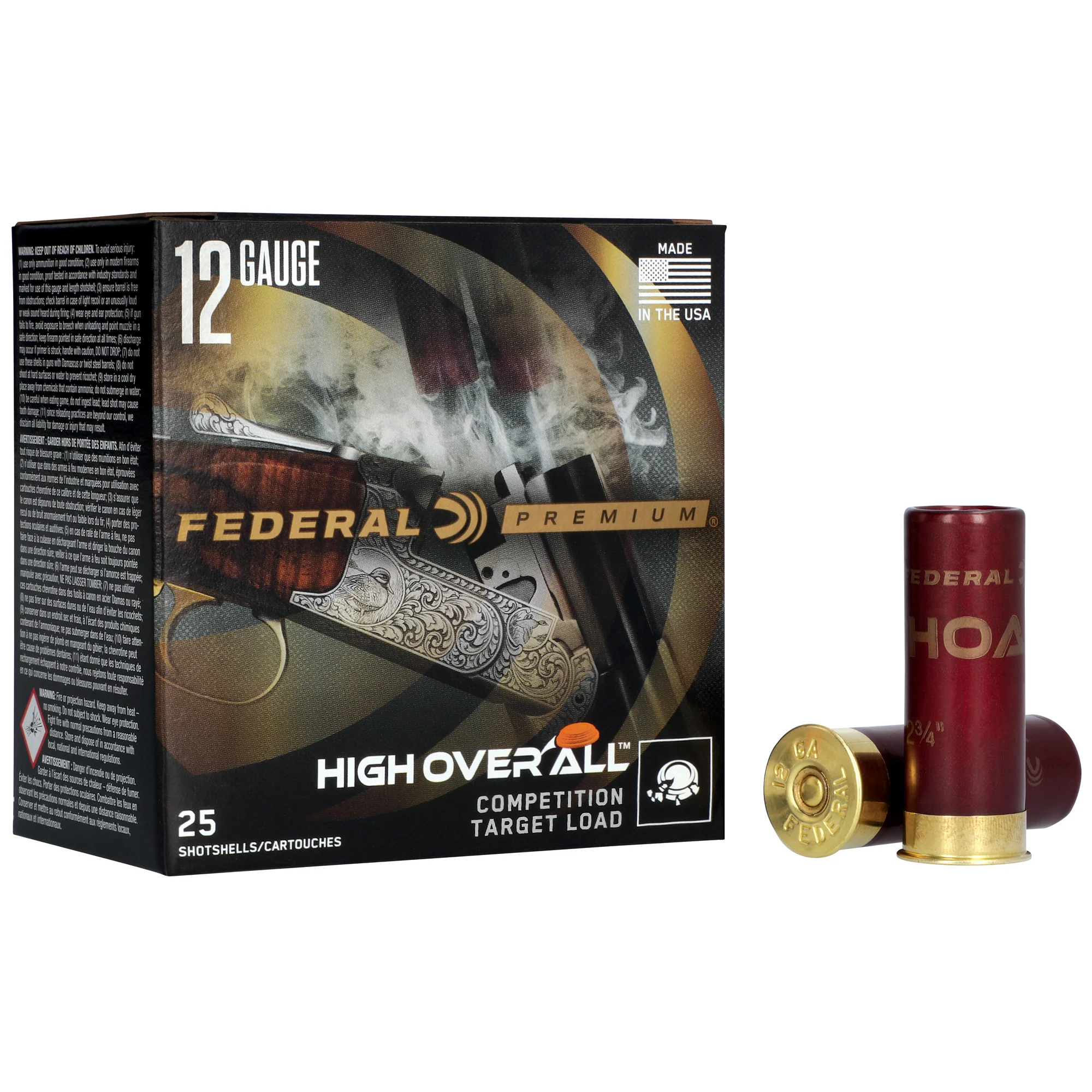 Federal Premium High Over All 12 Gauge 2-3/4in #8 Lead Target Shotshells, 25/Box HOA12L 8