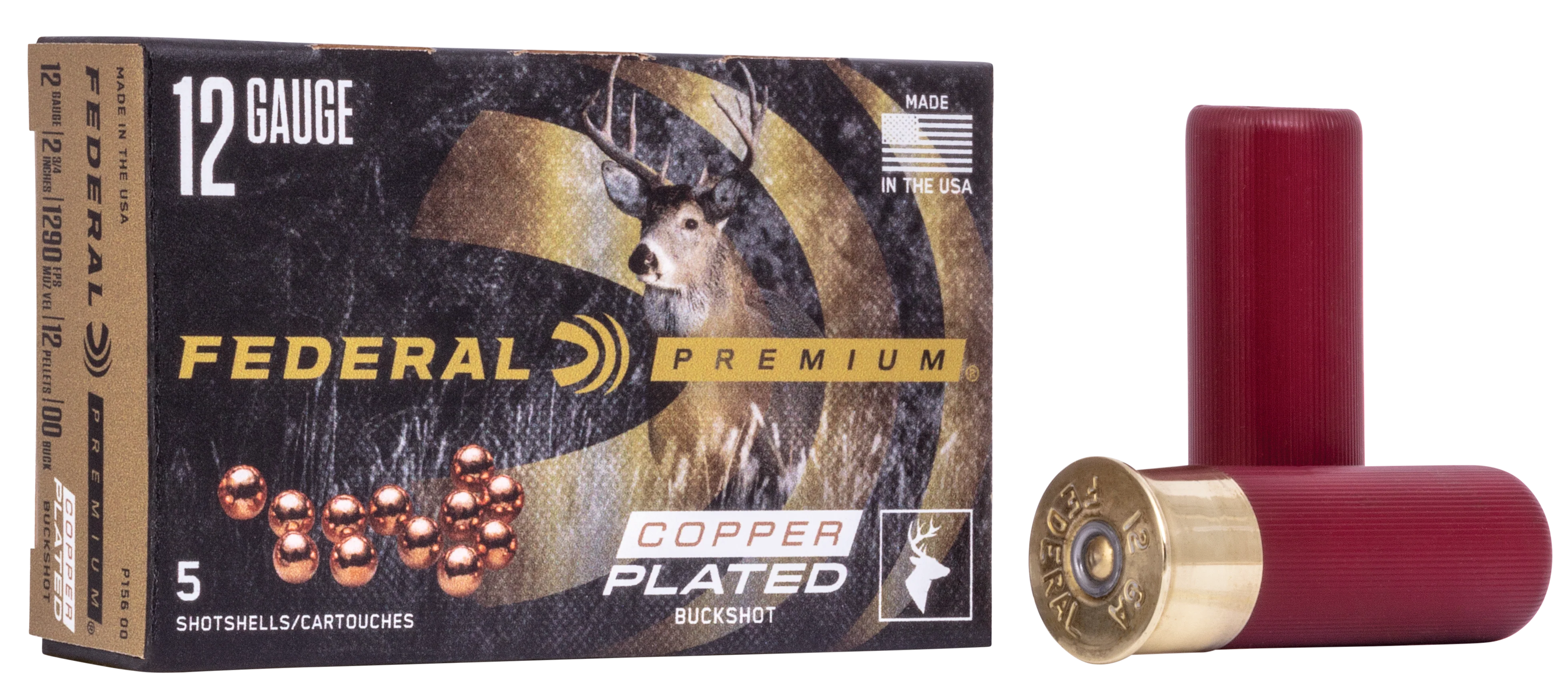 Federal Premium Magnum 12 Gauge 2.75in 00 Buckshot 12-Pellet Copper-Plated 5-Round Box P15600