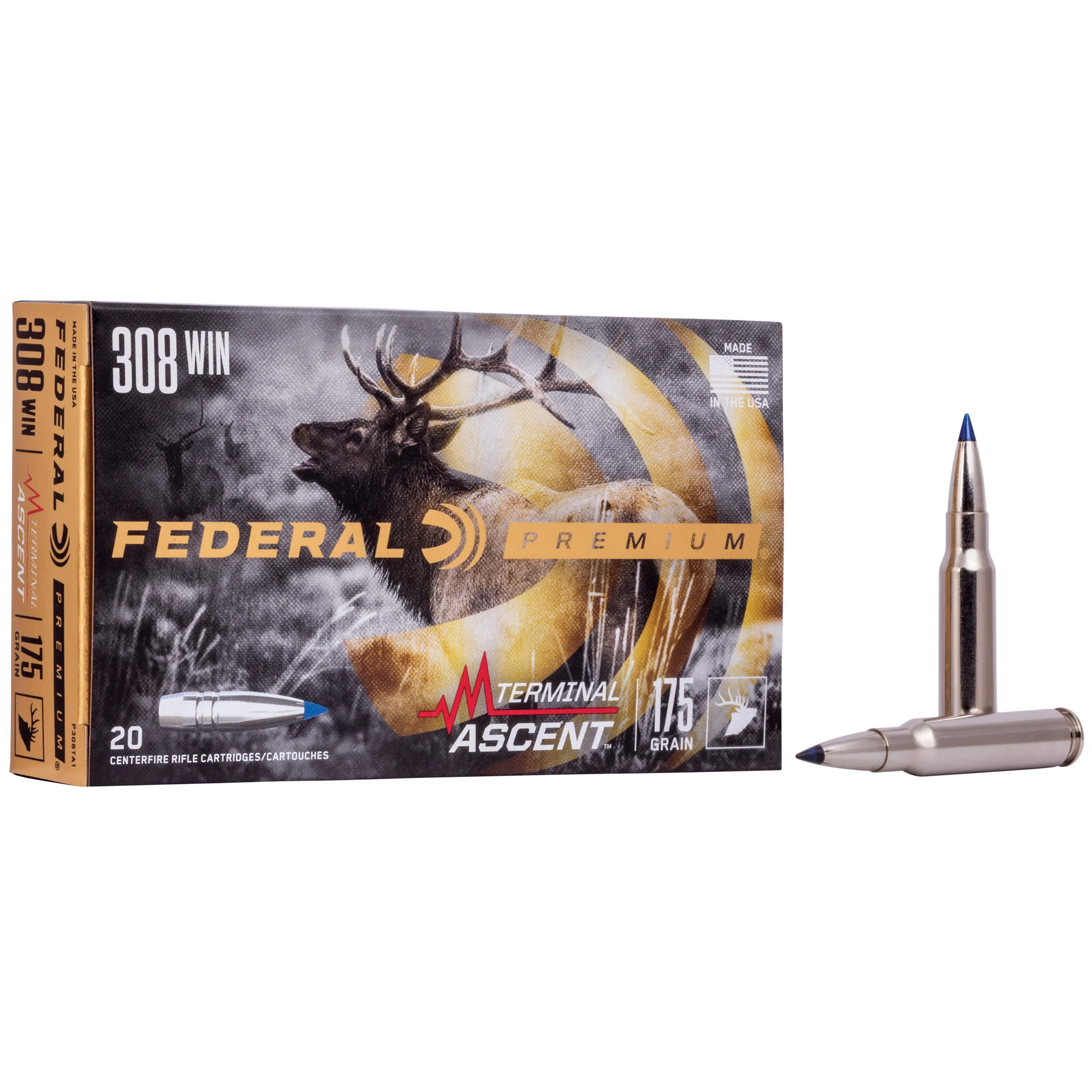 Federal Premium Terminal Ascent .308 Winchester 175 Grain Bonded Tip Rifle Ammo 20rd P308TA1