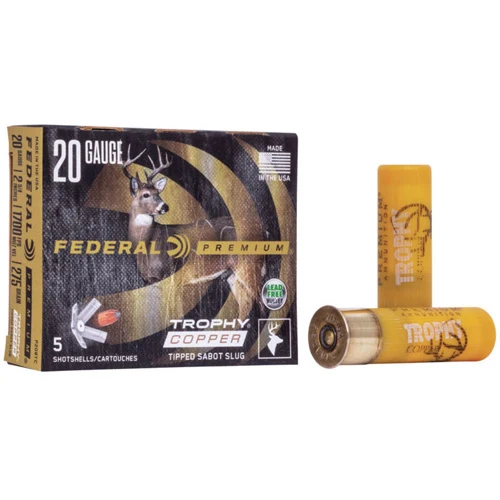 Federal Premium Trophy Copper 20 Gauge 2-3/4 Inch 275 Grain Sabot Slug 1700 FPS FEDP208TC