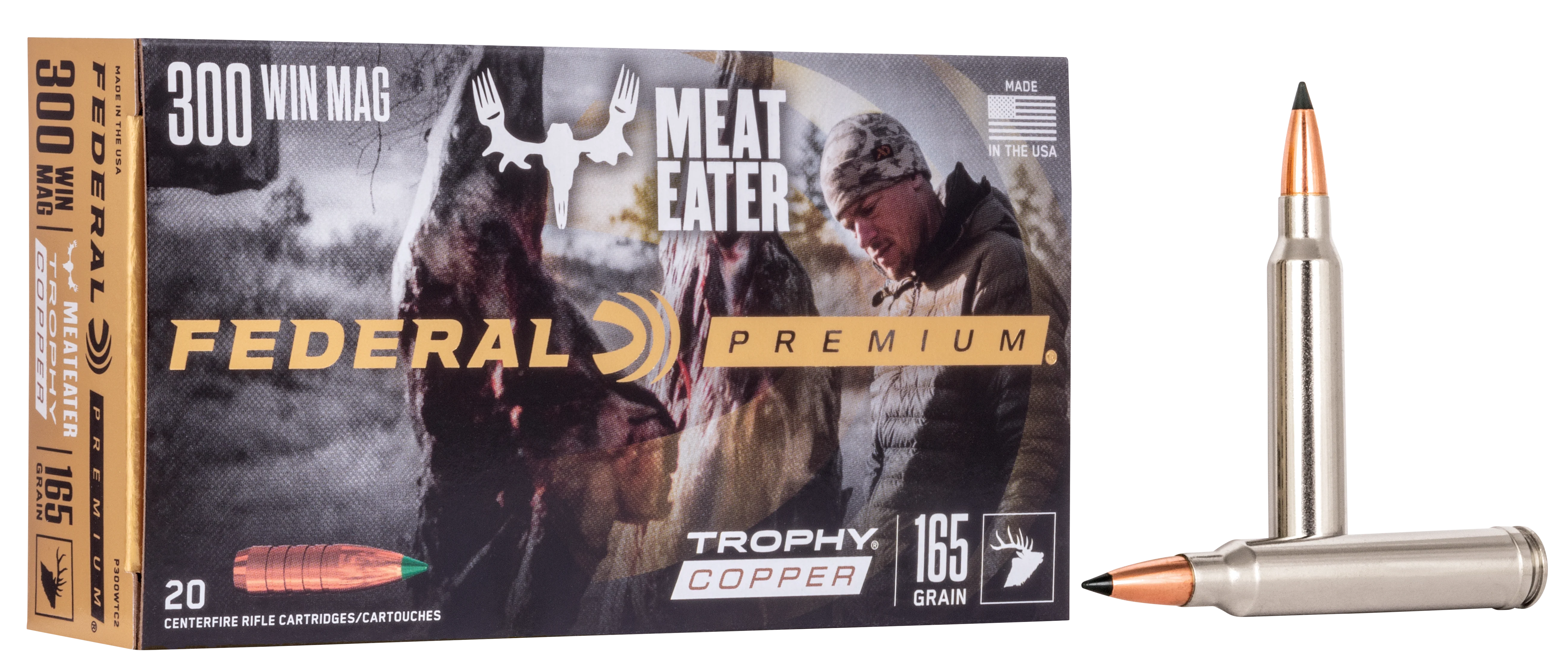 Federal Premium Trophy Copper 300 Winchester Magnum 165 Grain Rifle Ammo 20-Round Box P300WTC2