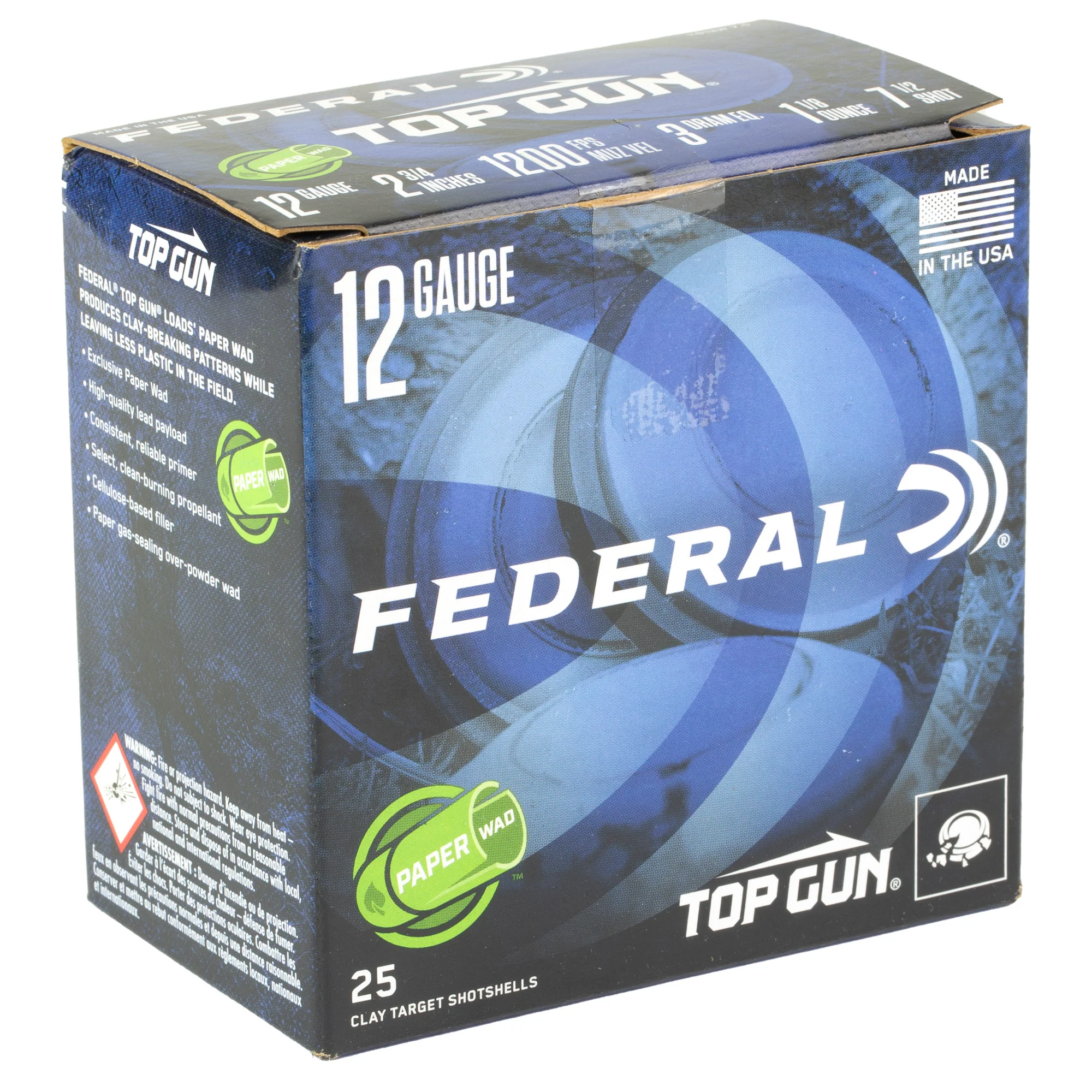 Federal Top Gun 12 Gauge 2-3/4in #7.5 Lead Target Shotshells 25-Round Box TG12W 7.5 - Image 2