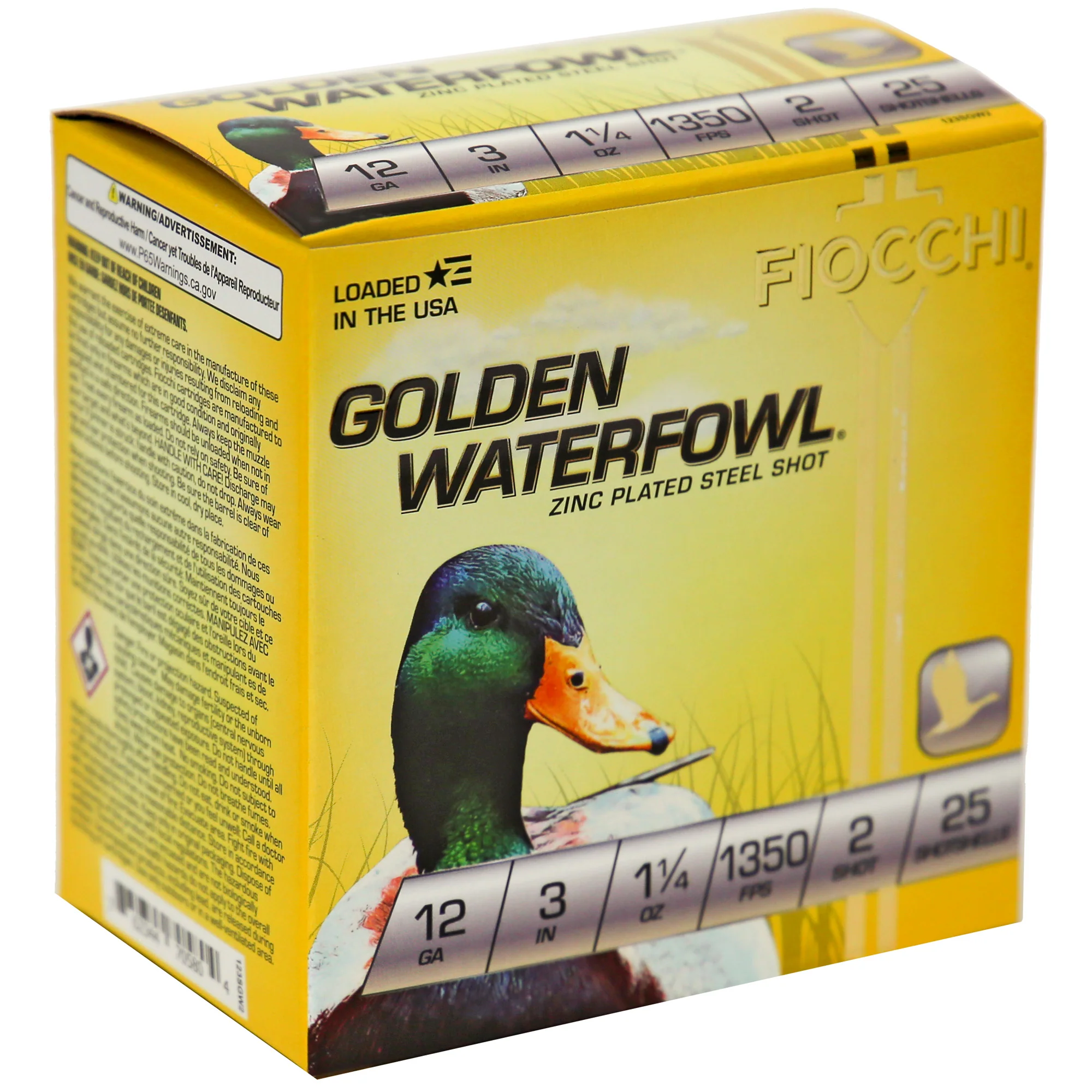 Fiocchi Ammunition Golden Waterfowl 12 Gauge 3in #2 Zinc-Plated Steel 25/Box 123SGW2 - Image 2