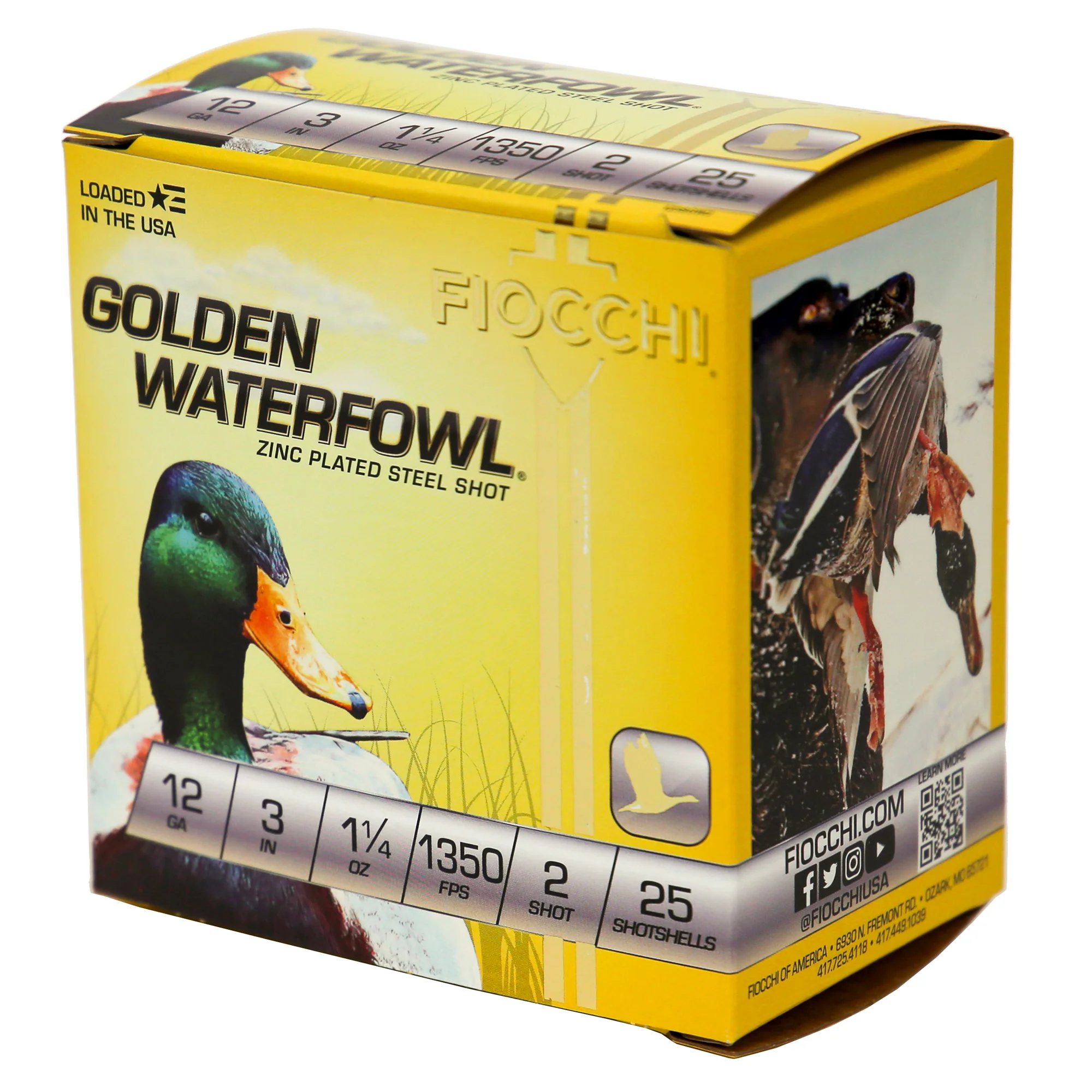 Fiocchi Ammunition Golden Waterfowl 12 Gauge 3in #2 Zinc-Plated Steel 25/Box 123SGW2 - Image 3