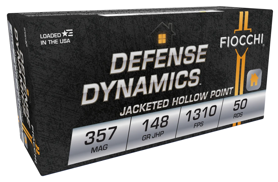 Fiocchi Defense Dynamics .357 Magnum 148gr Jacketed Hollow Point Ammo, 50 Rounds per Box 357E