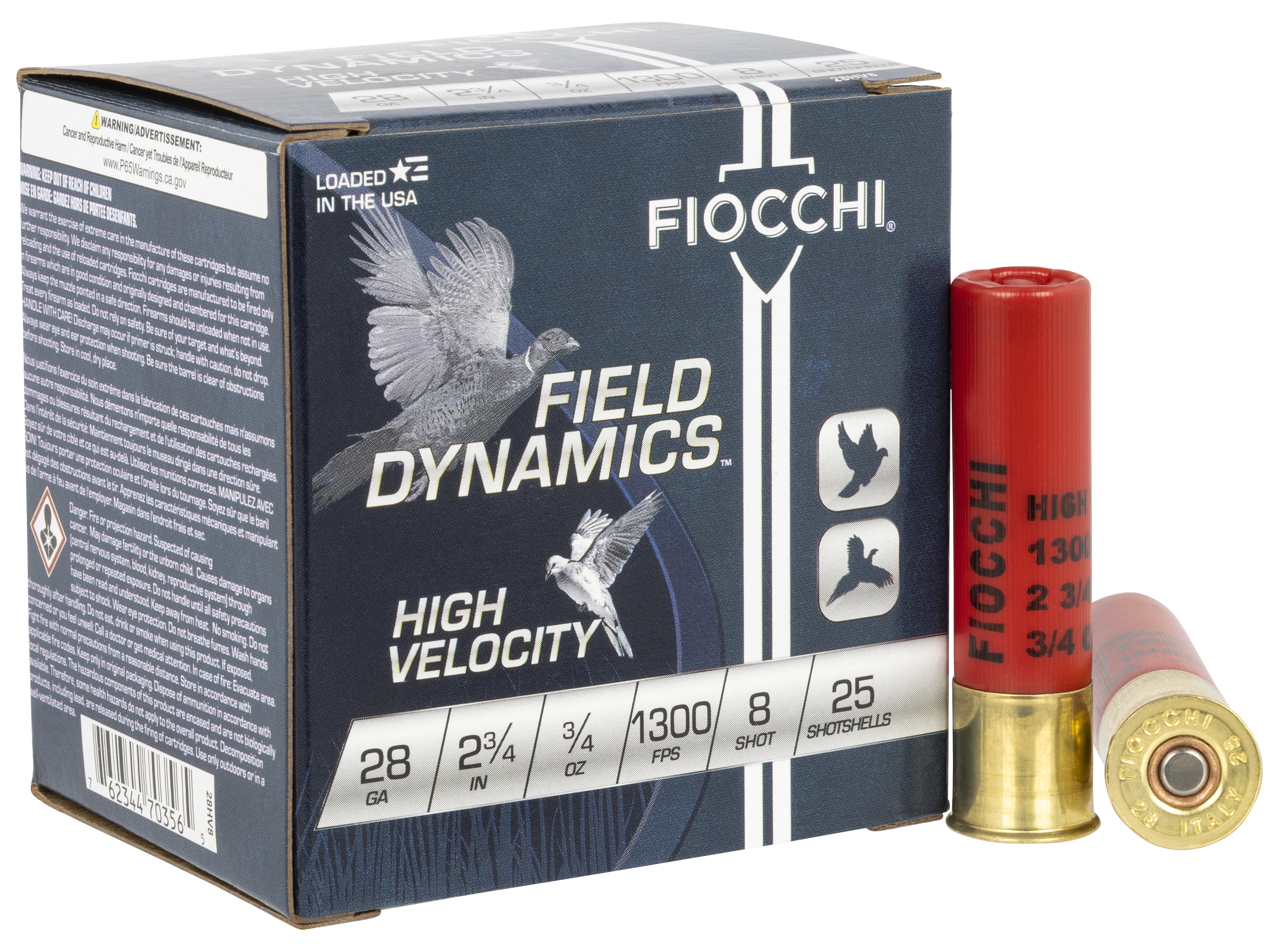 Fiocchi Field Dynamics High Velocity 28 Gauge 2 3/4in 3/4oz #8 Lead Shotshells 28HV8