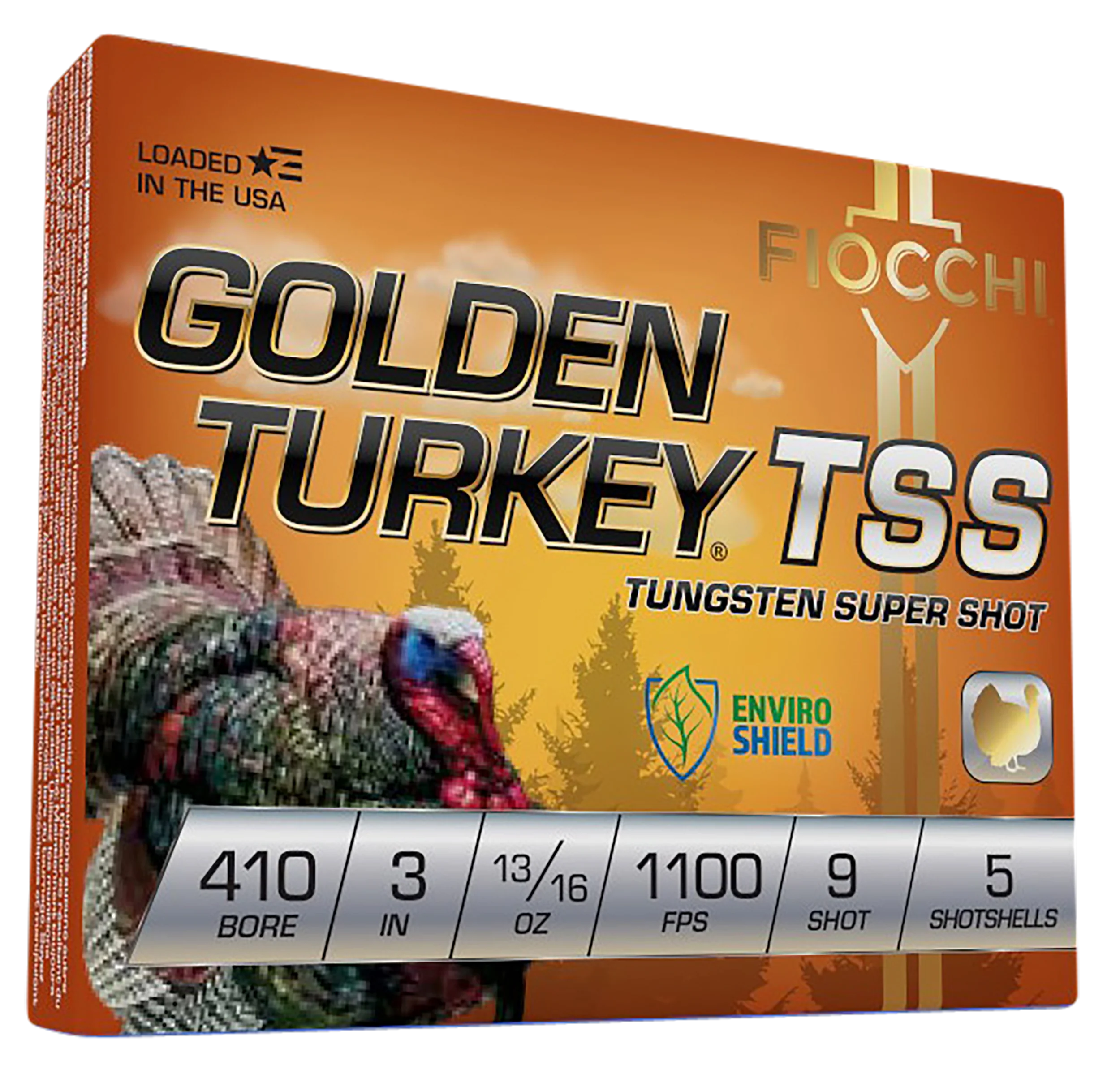 Fiocchi Golden Turkey Tungsten Super Shot (TSS) .410 Bore 3in 13/16oz #9, 5rd 410TSS9